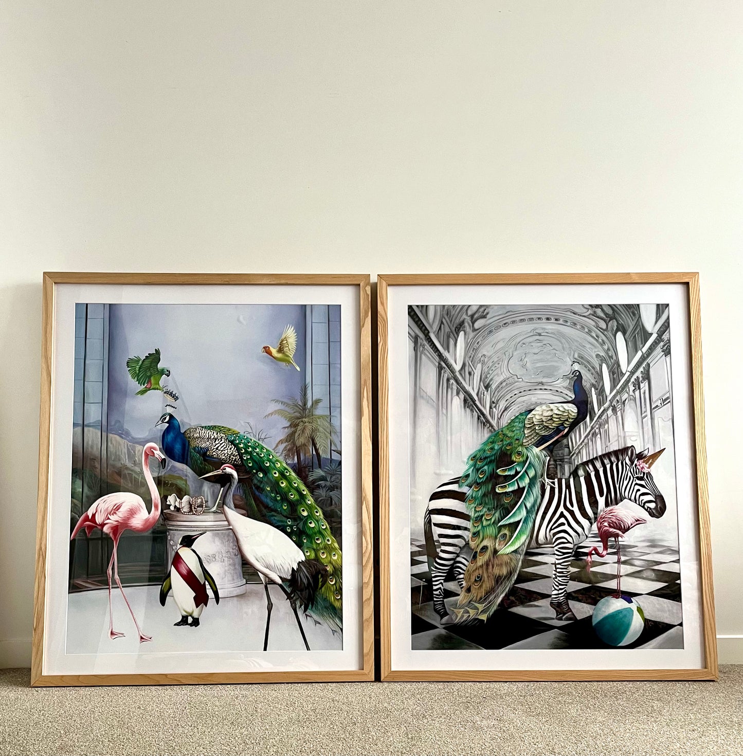 Beautiful Pair of Large Urban Road Framed Whimsical Prints