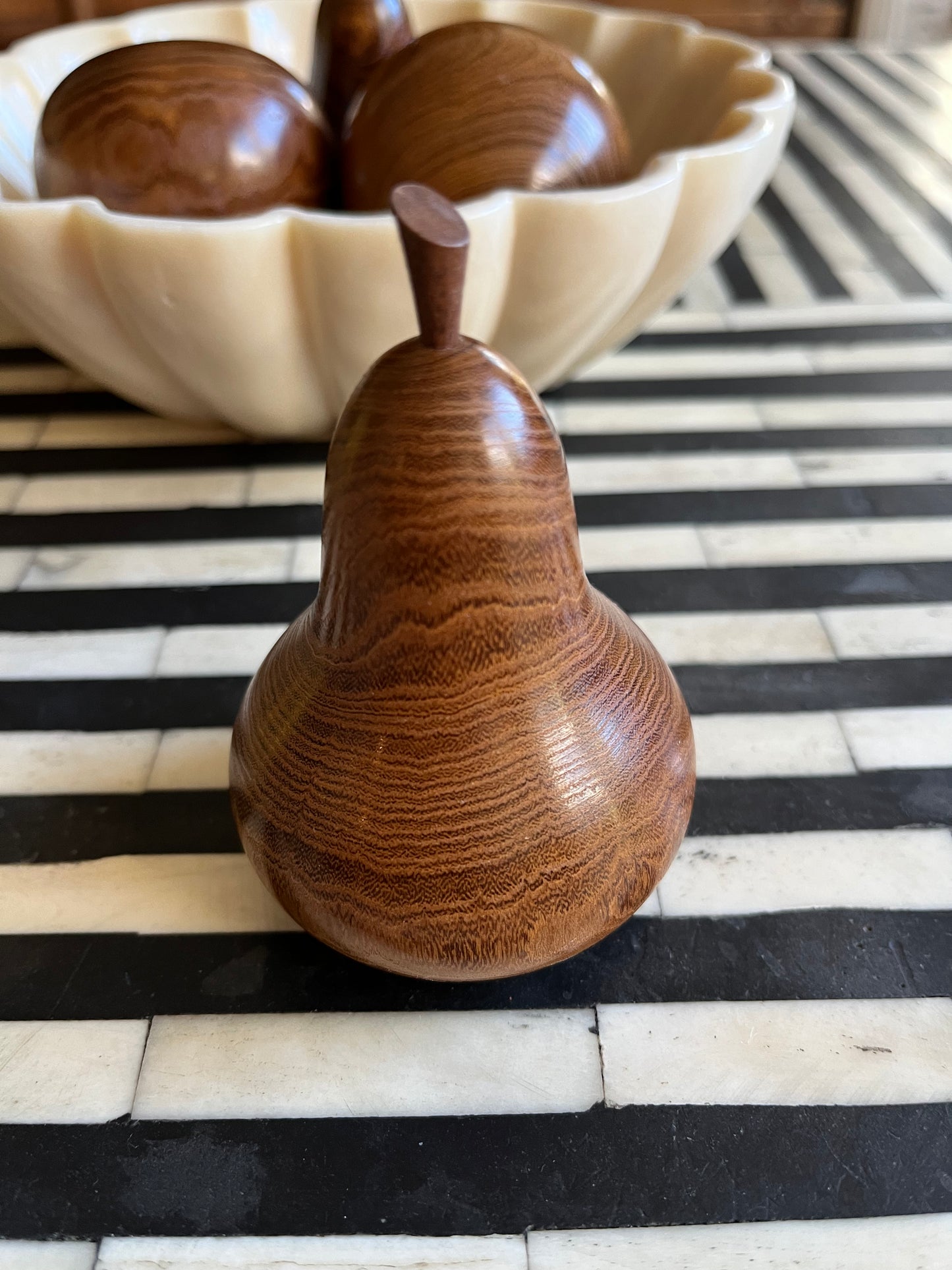 Beautiful Shell Shaped Bowl with Wooden Fruit