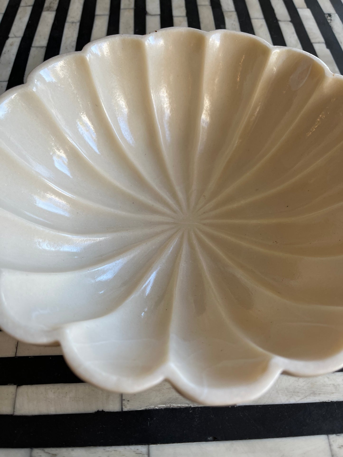 Beautiful Shell Shaped Bowl with Wooden Fruit