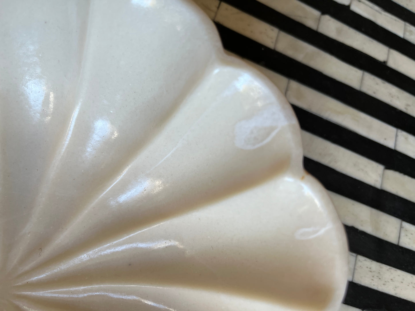 Beautiful Shell Shaped Bowl with Wooden Fruit