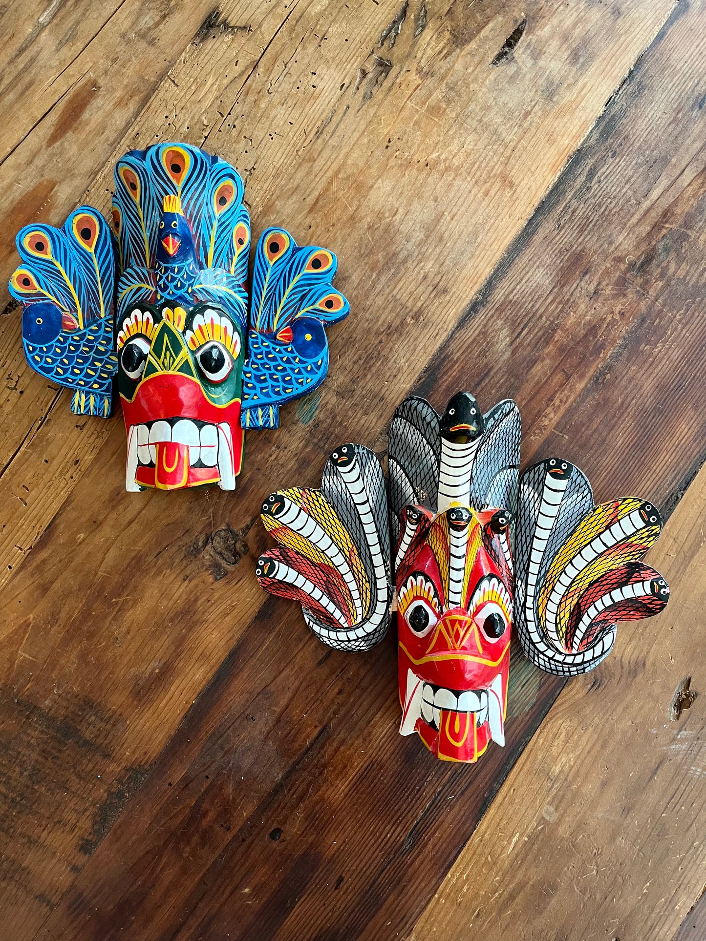 Pair of Small Colourful Wooden Masks