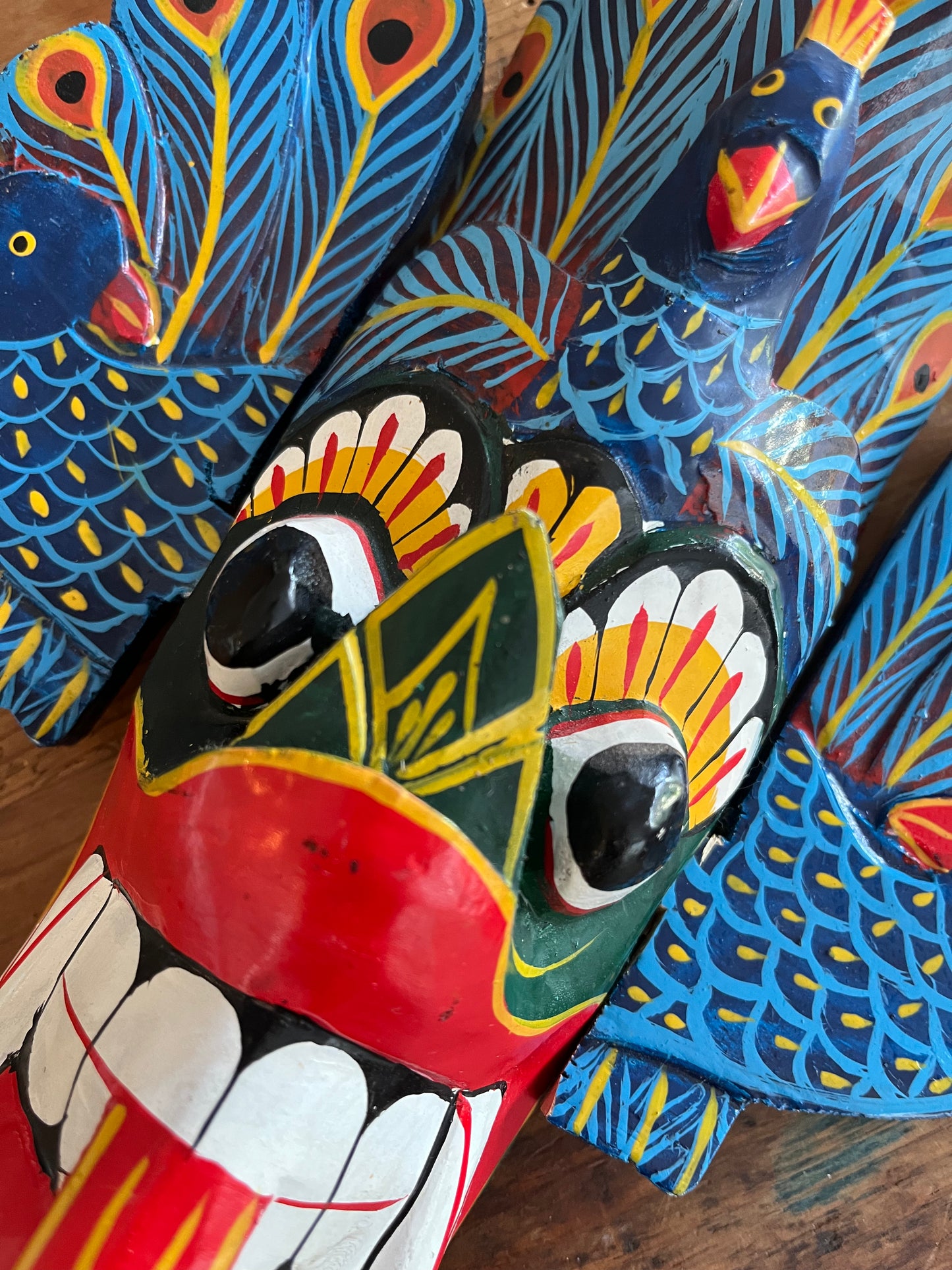 Pair of Small Colourful Wooden Masks