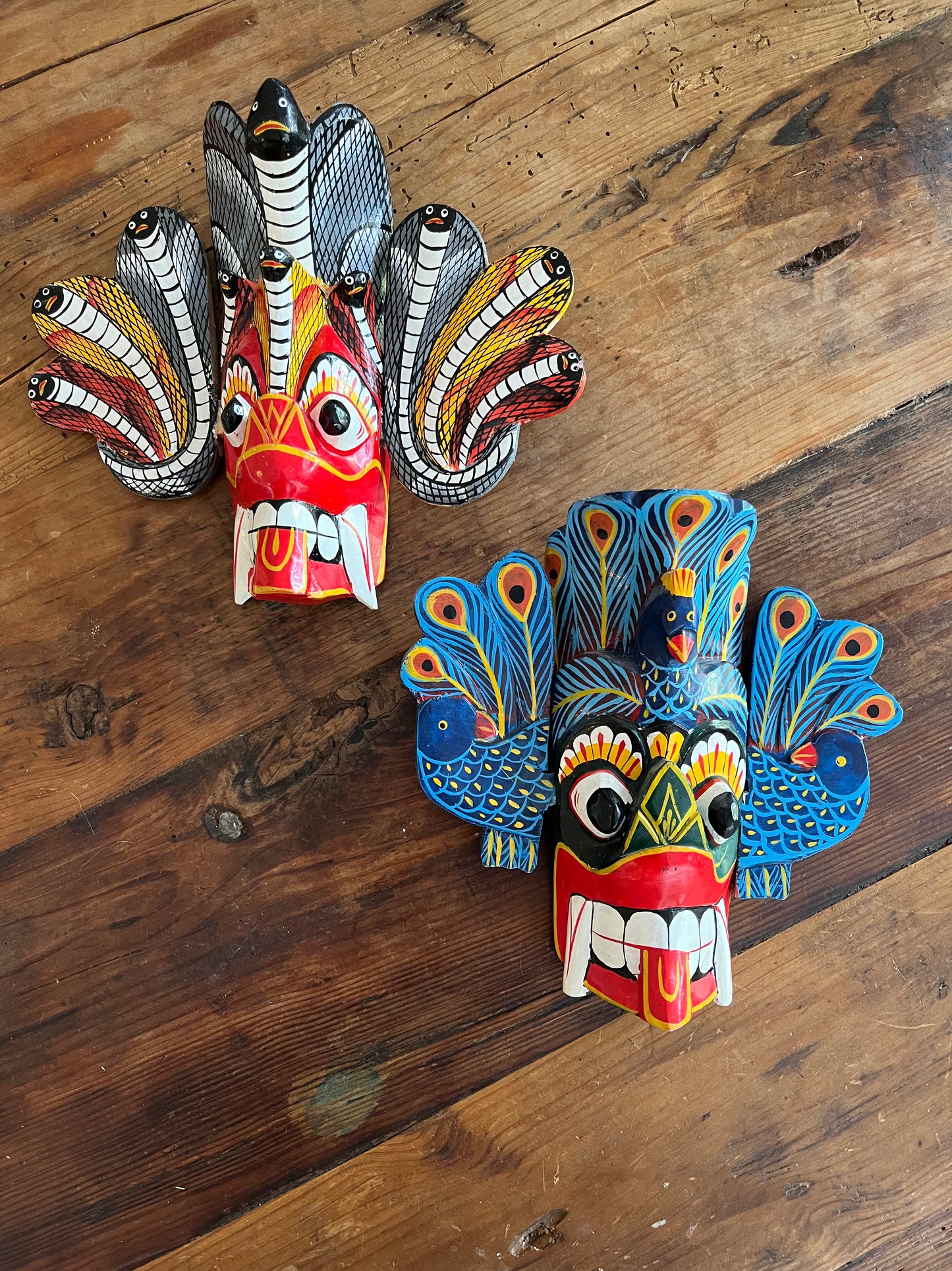 Pair of Small Colourful Wooden Masks