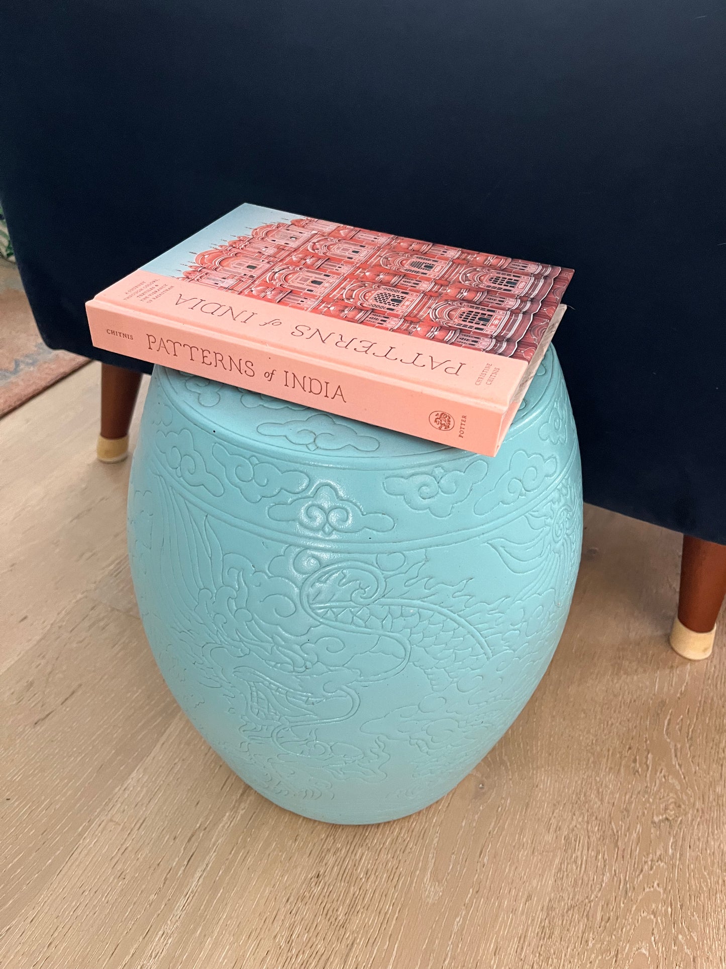 Beautiful Ceramic Turquoise Stool