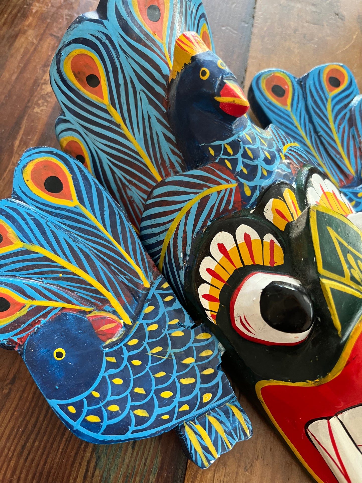 Pair of Small Colourful Wooden Masks