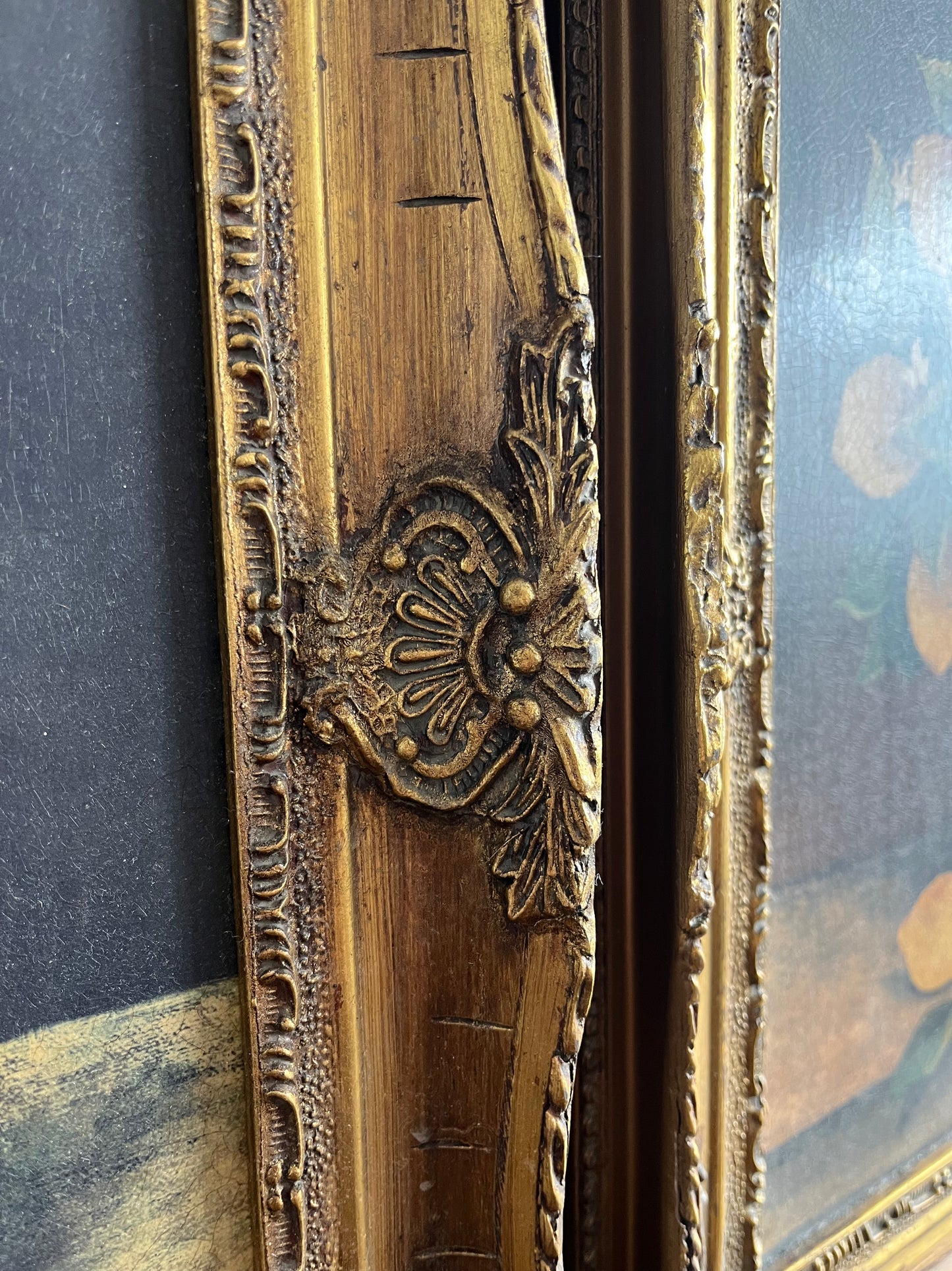 Beautiful Trio of French Canvas Gold Framed Prints