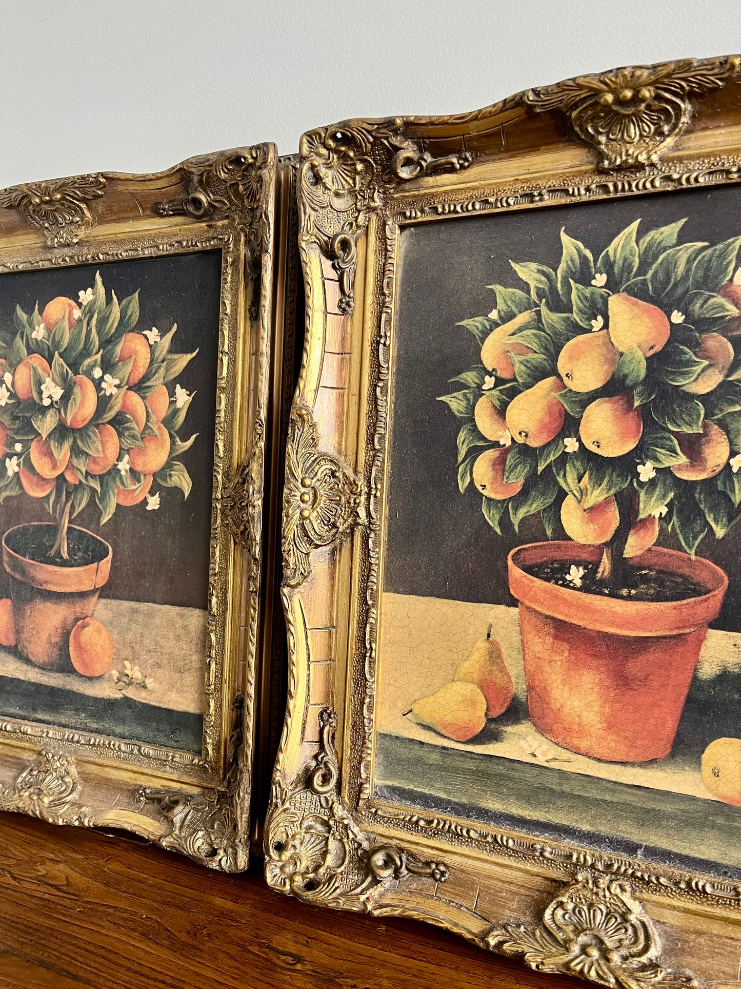 Beautiful Trio of French Canvas Gold Framed Prints