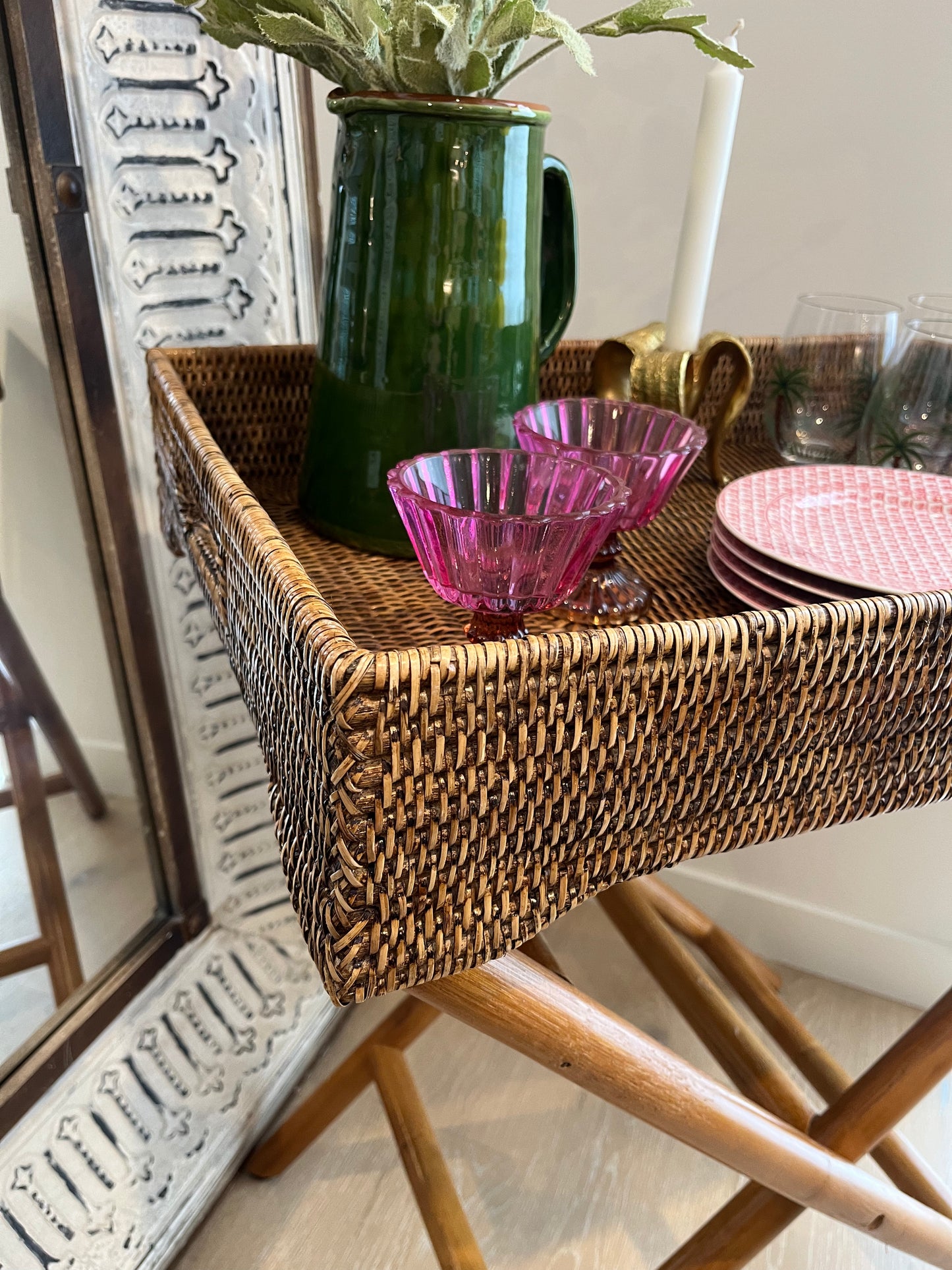 Beautiful Rattan Butler Tray