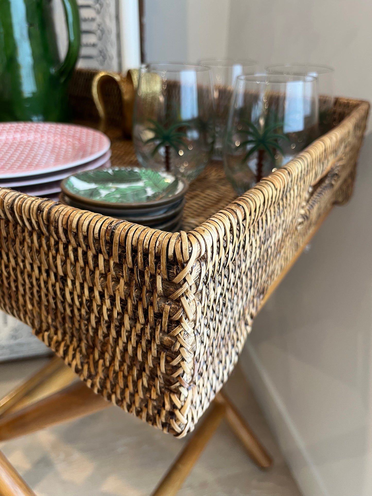 Beautiful Rattan Butler Tray