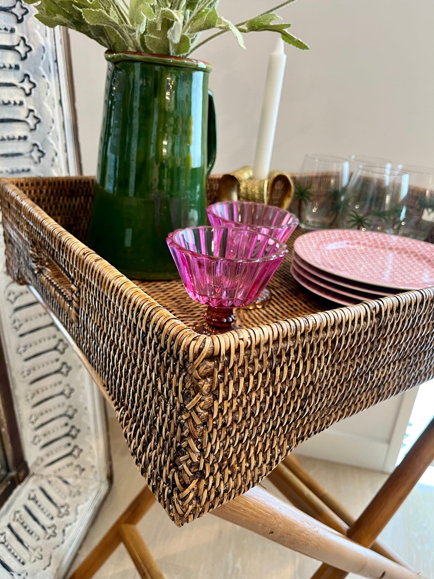 Beautiful Rattan Butler Tray