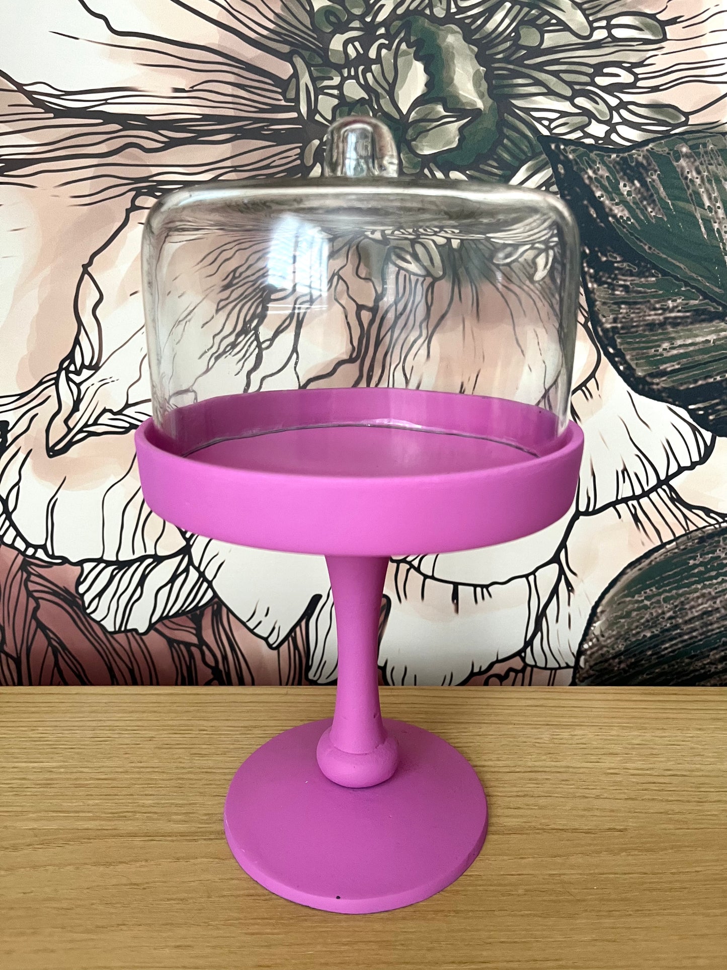 Funky Pink Glass Dome Display Stand