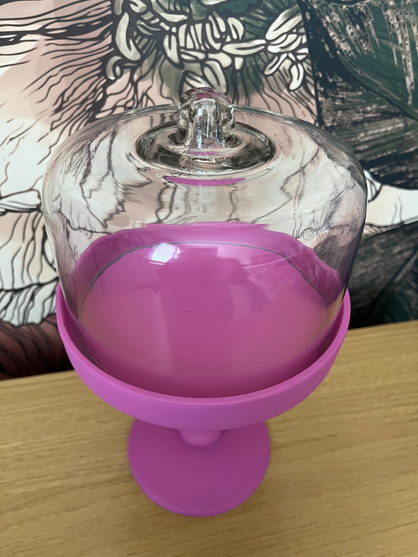 Funky Pink Glass Dome Display Stand