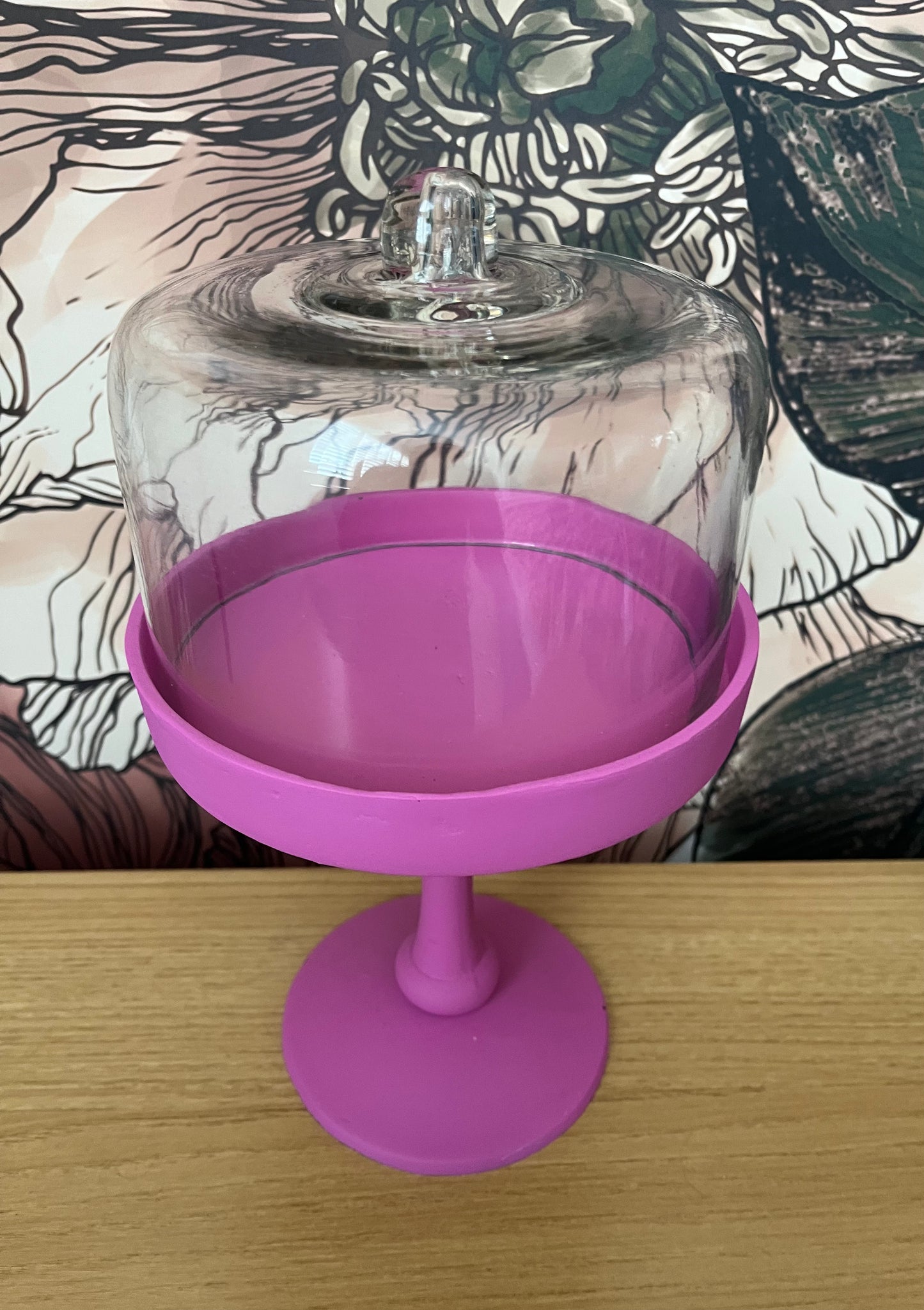 Funky Pink Glass Dome Display Stand