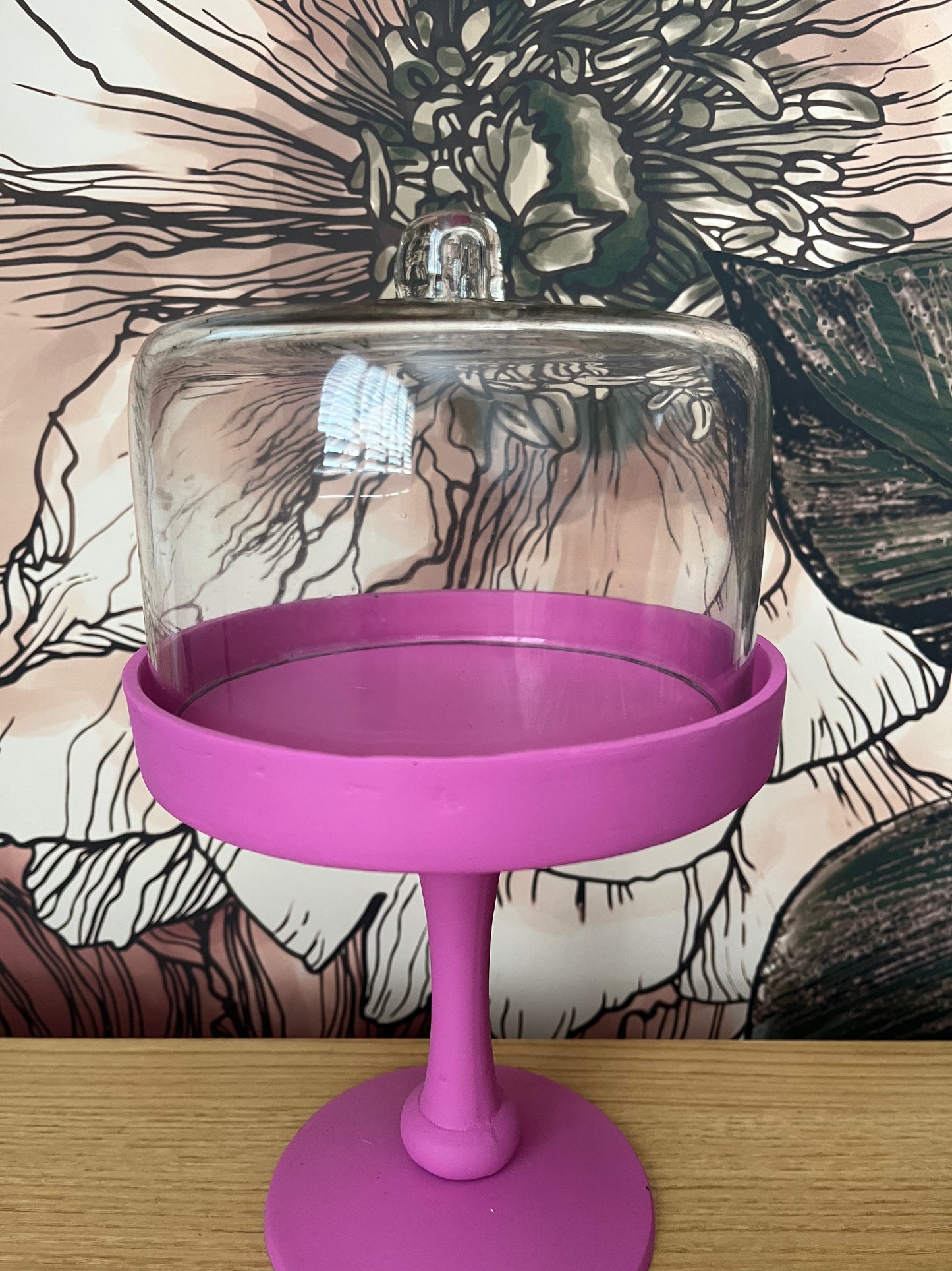 Funky Pink Glass Dome Display Stand