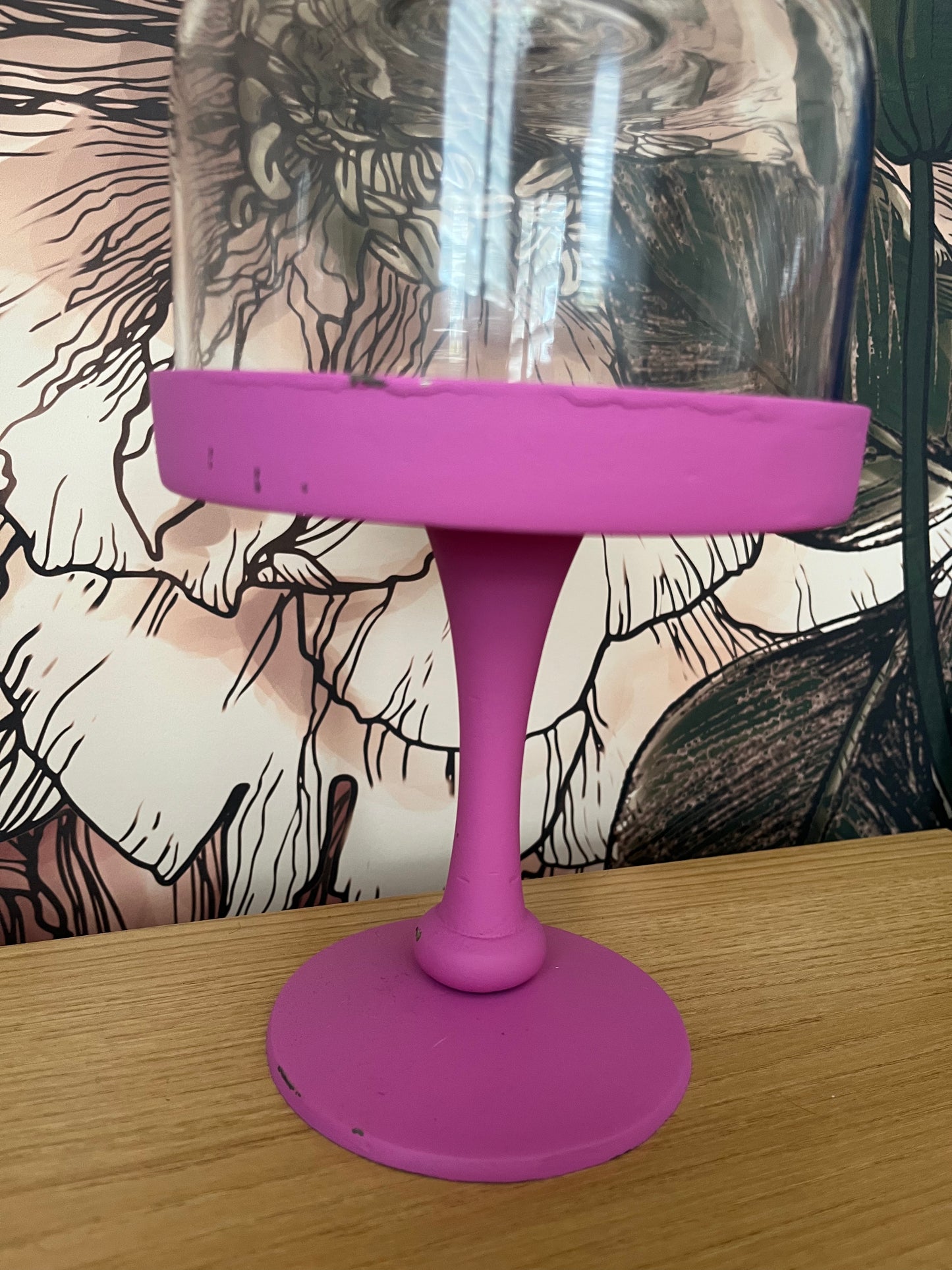Funky Pink Glass Dome Display Stand