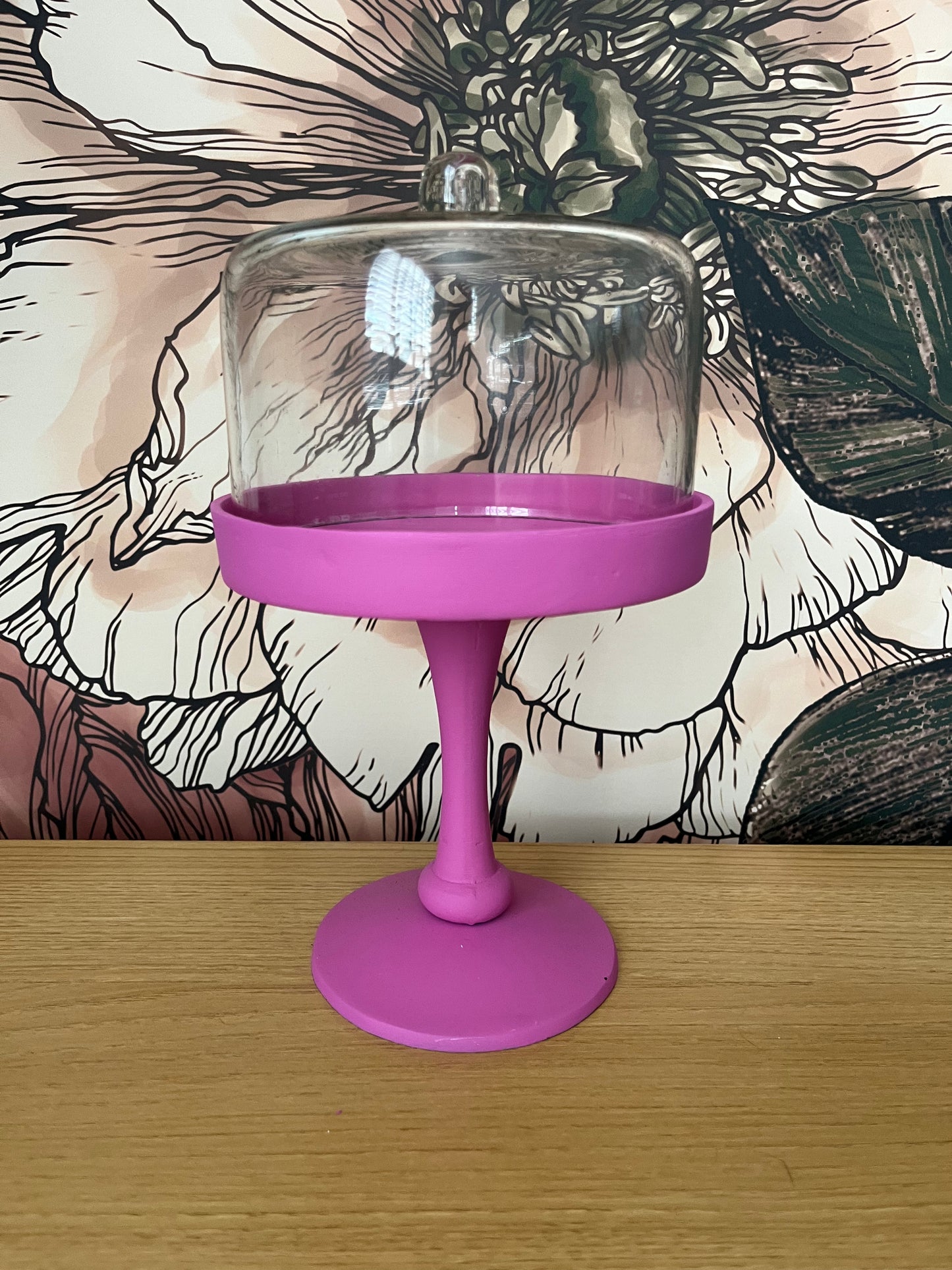 Funky Pink Glass Dome Display Stand