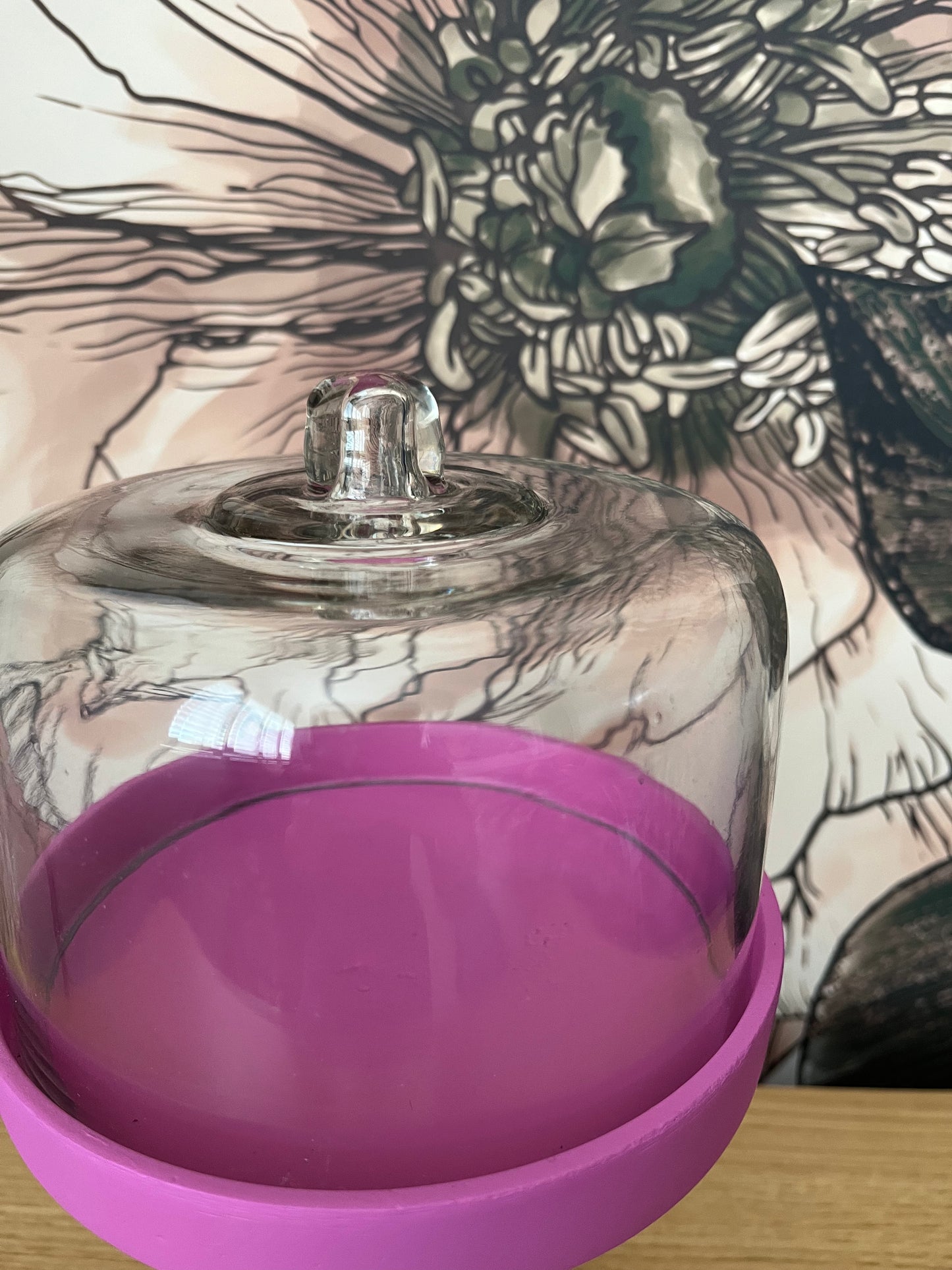 Funky Pink Glass Dome Display Stand