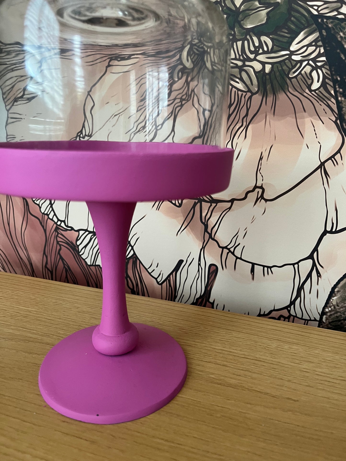 Funky Pink Glass Dome Display Stand