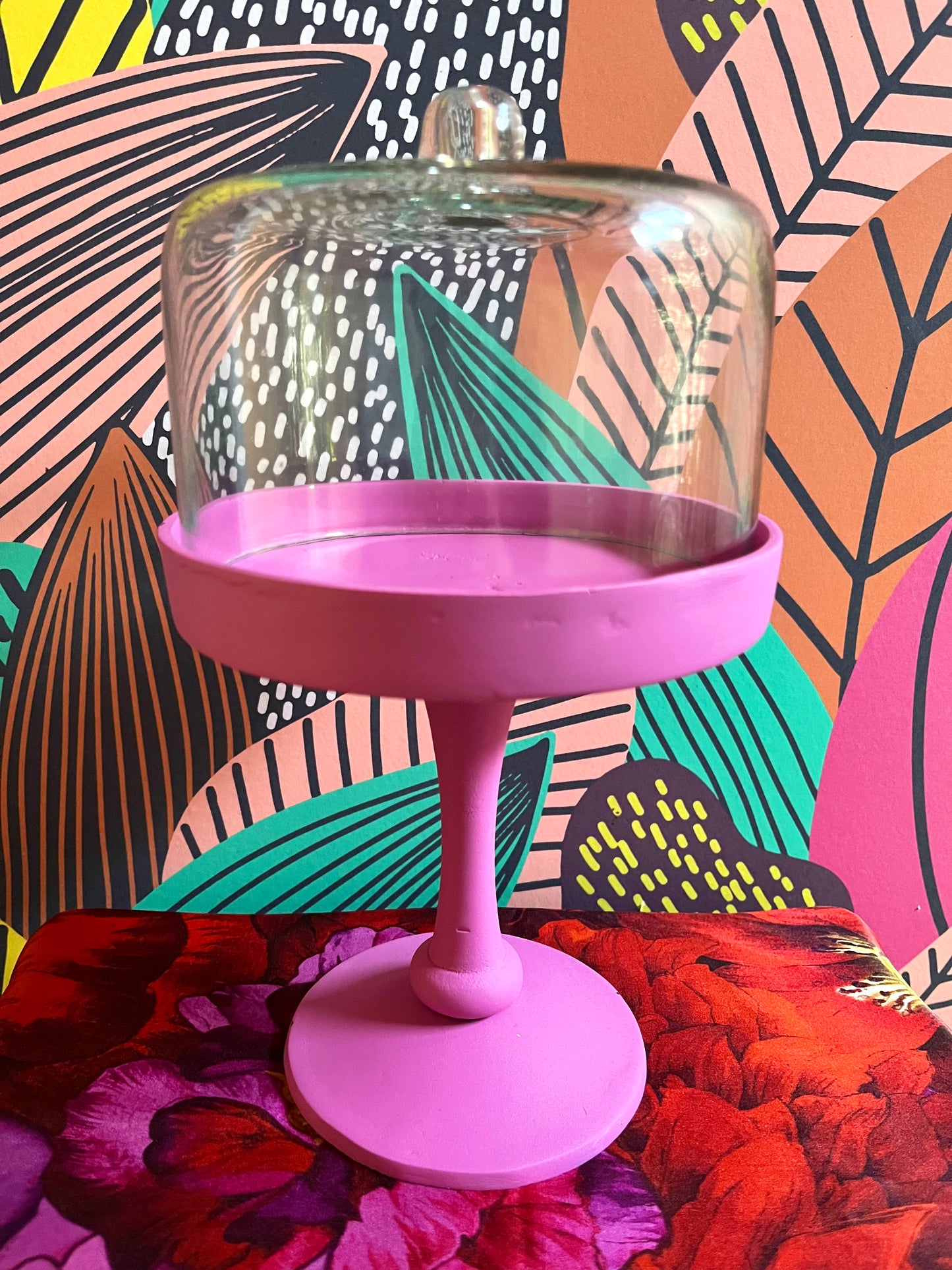 Funky Pink Glass Dome Display Stand