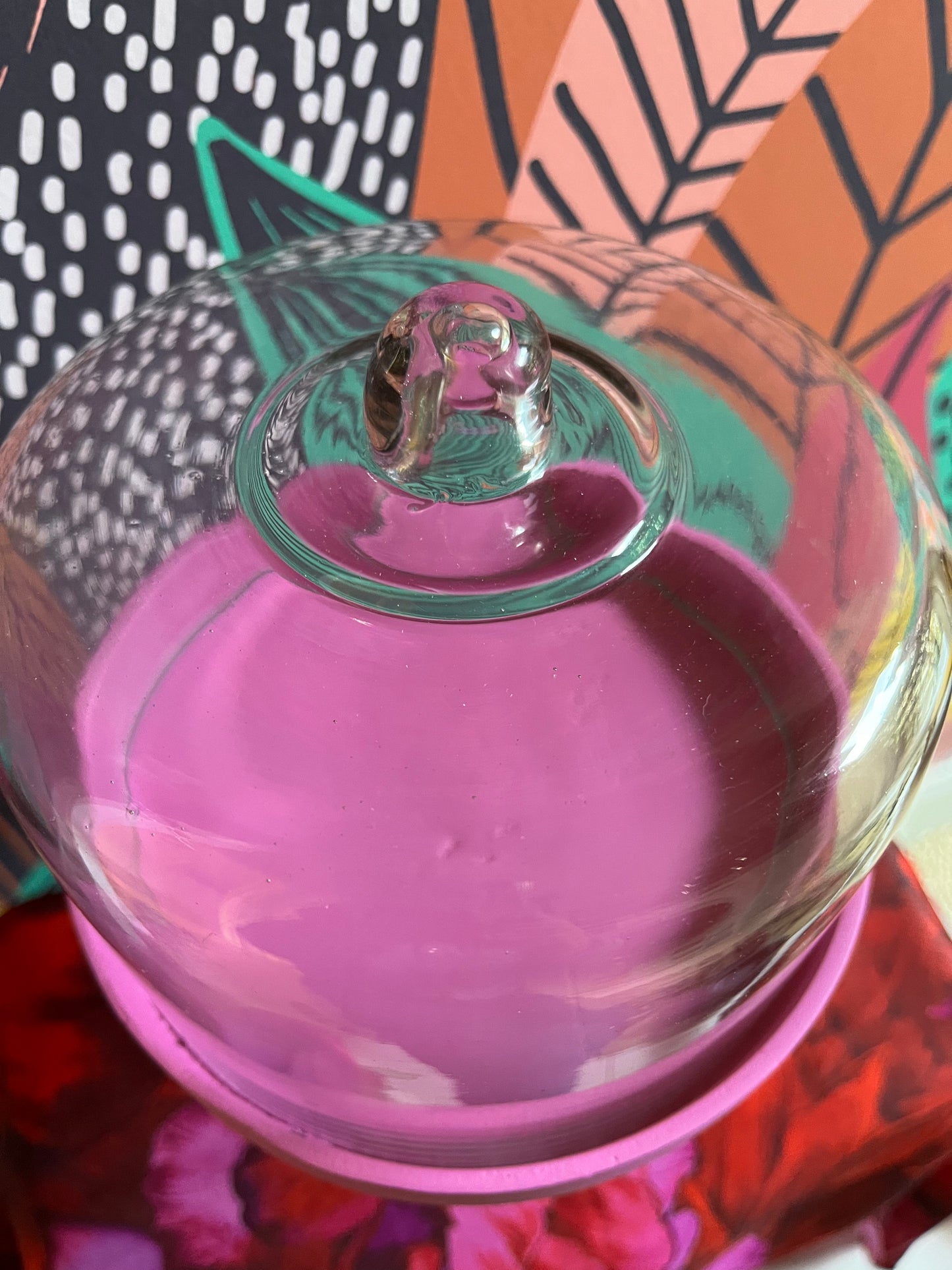 Funky Pink Glass Dome Display Stand