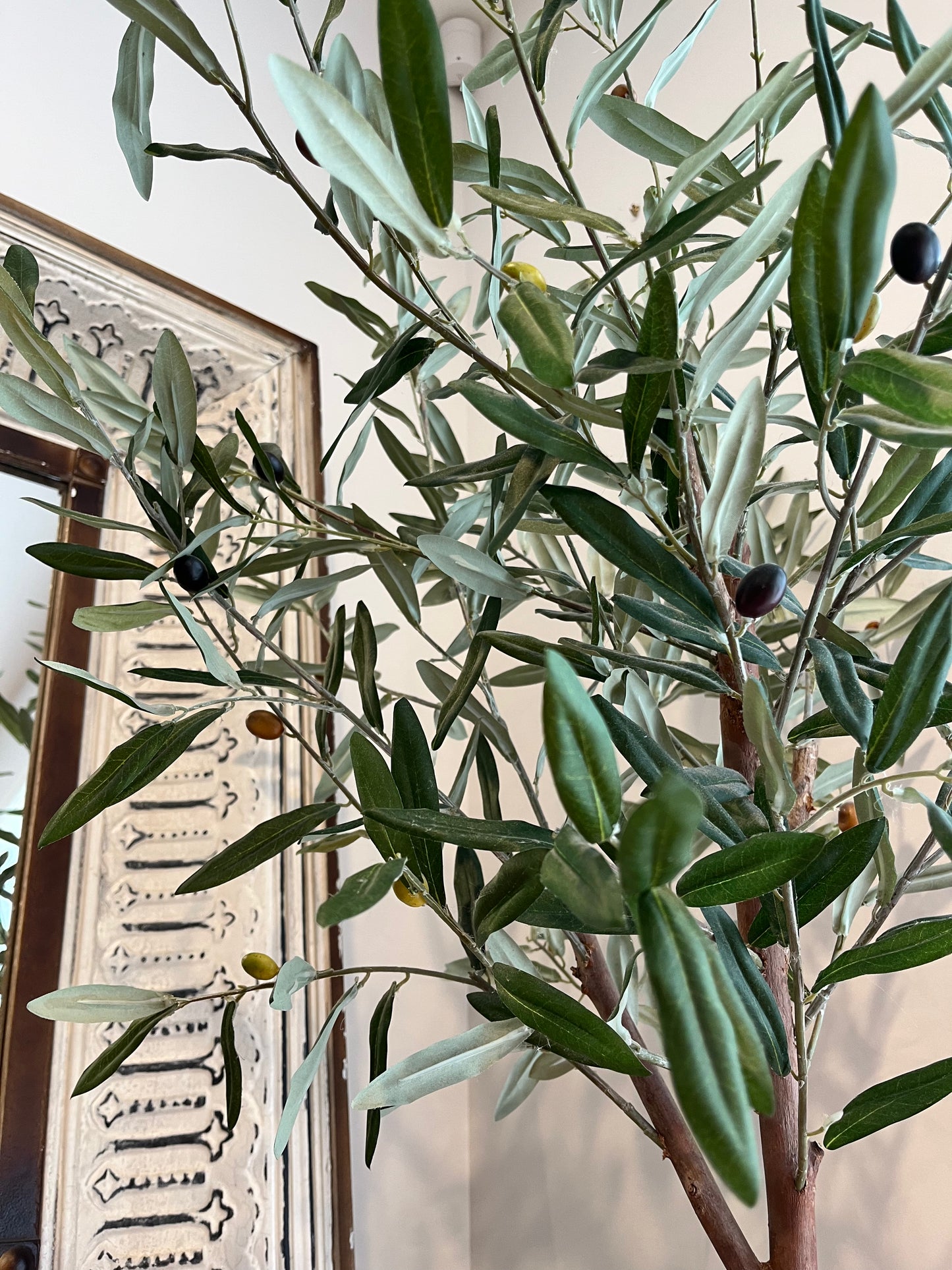Lovely Faux Olive Tree in Rustic Wooden Vase