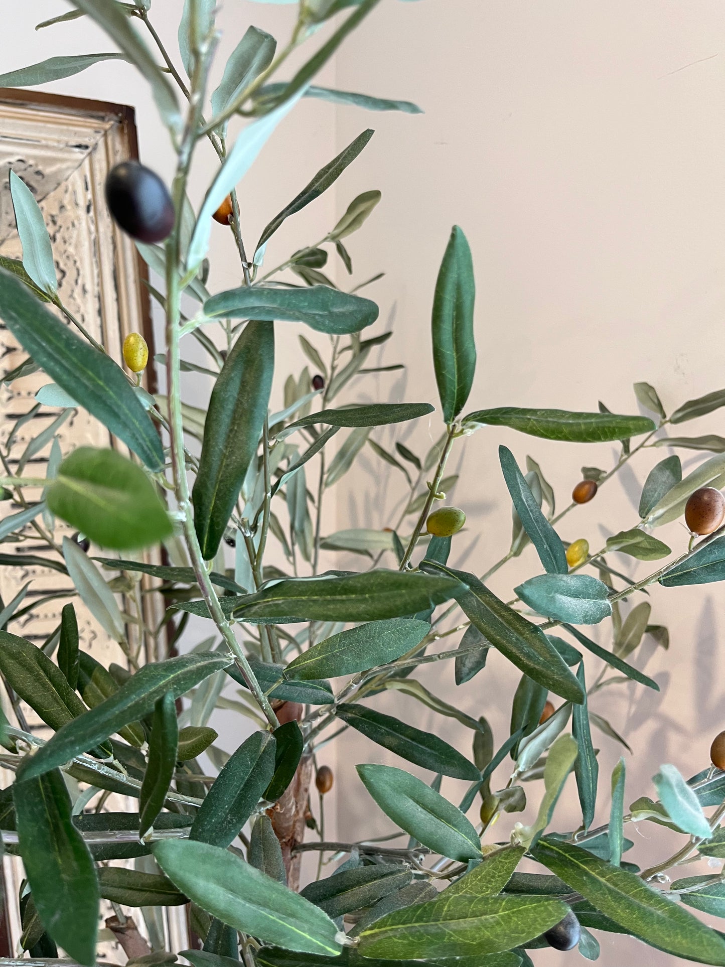 Lovely Faux Olive Tree in Rustic Wooden Vase