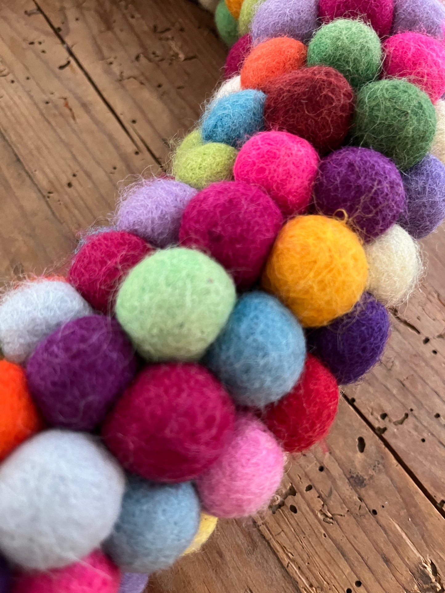 Colourful Felted Pom-Pom Wreath