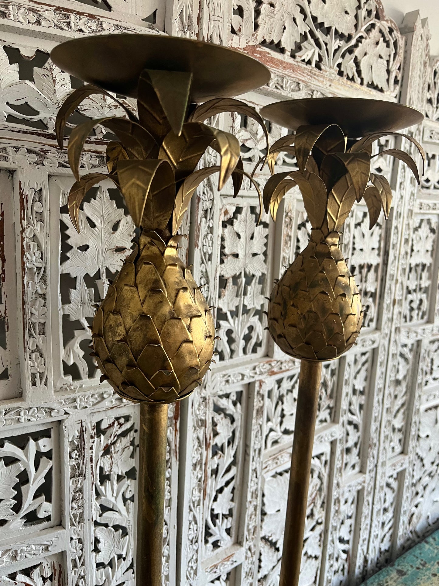 Beautiful Tall and Ornate Pineapple Candleholders