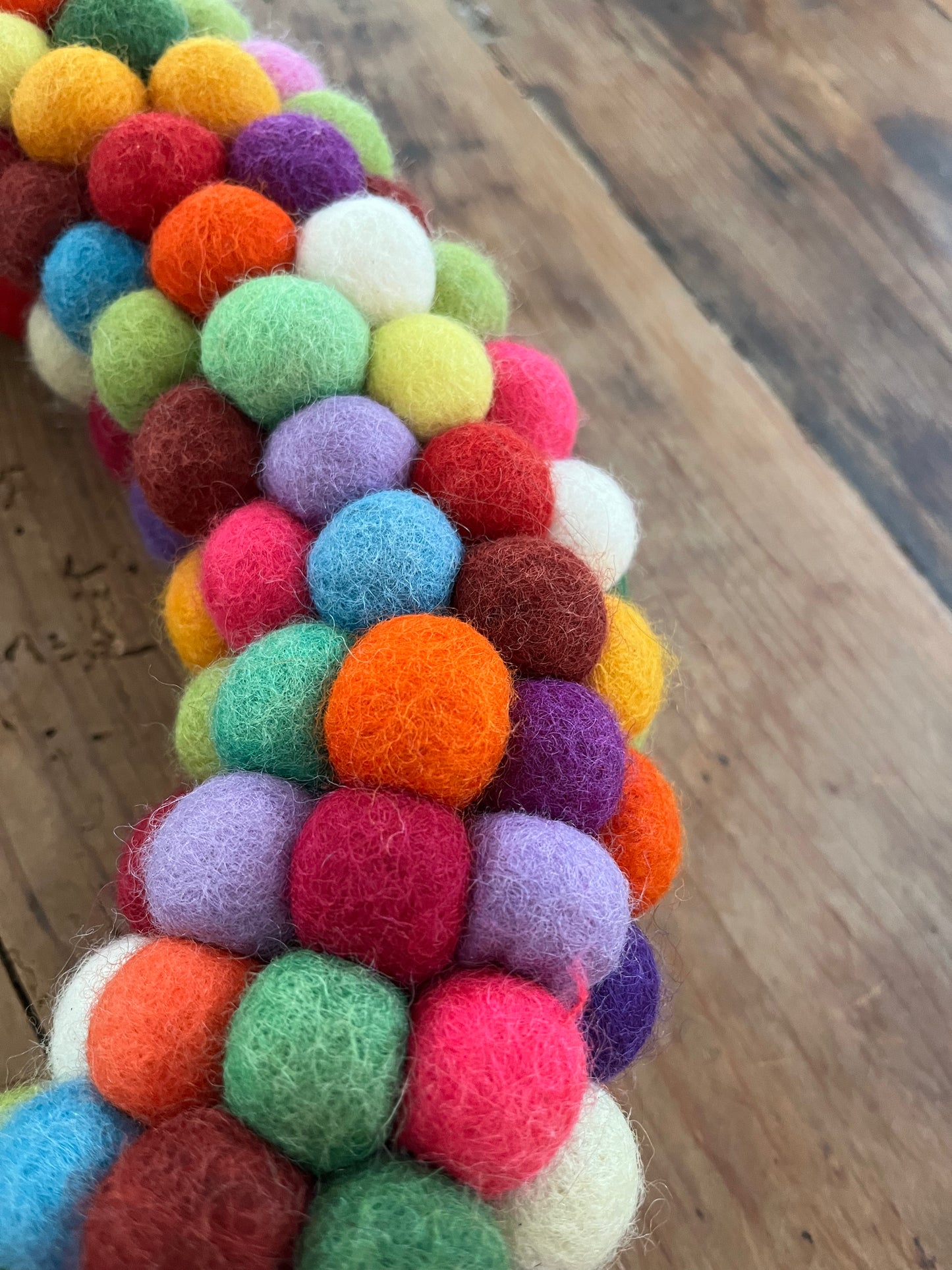 Colourful Felted Pom-Pom Wreath