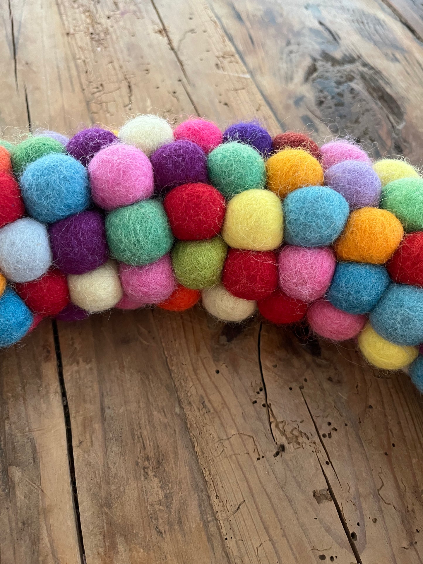 Colourful Felted Pom-Pom Wreath