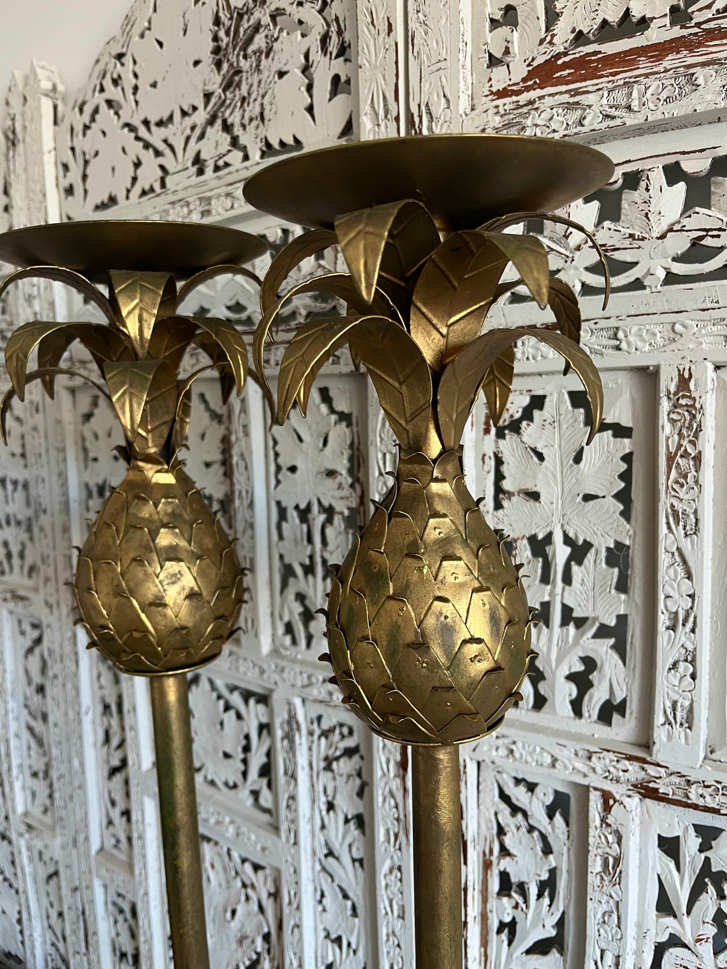 Beautiful Tall and Ornate Pineapple Candleholders