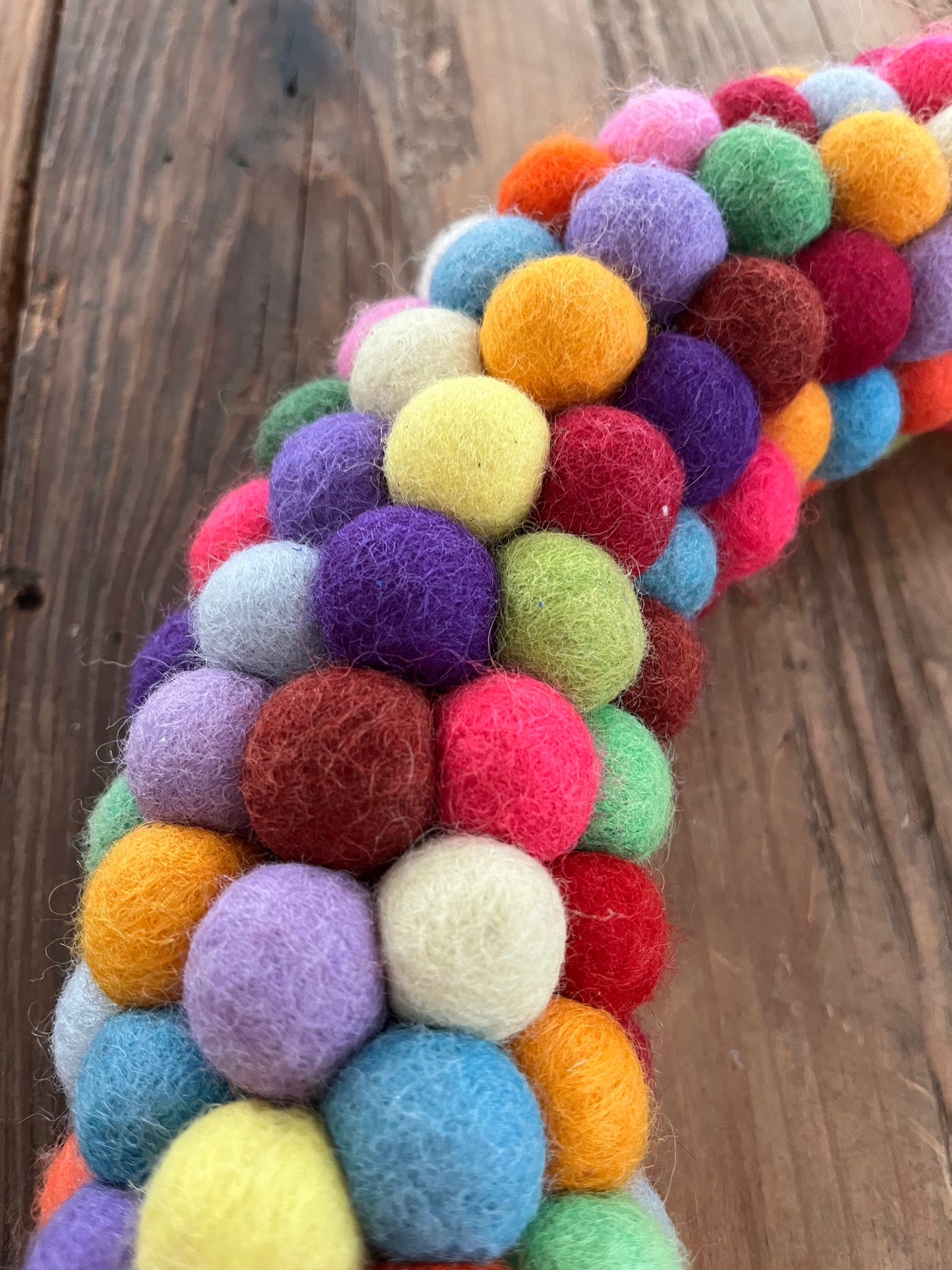 Colourful Felted Pom-Pom Wreath