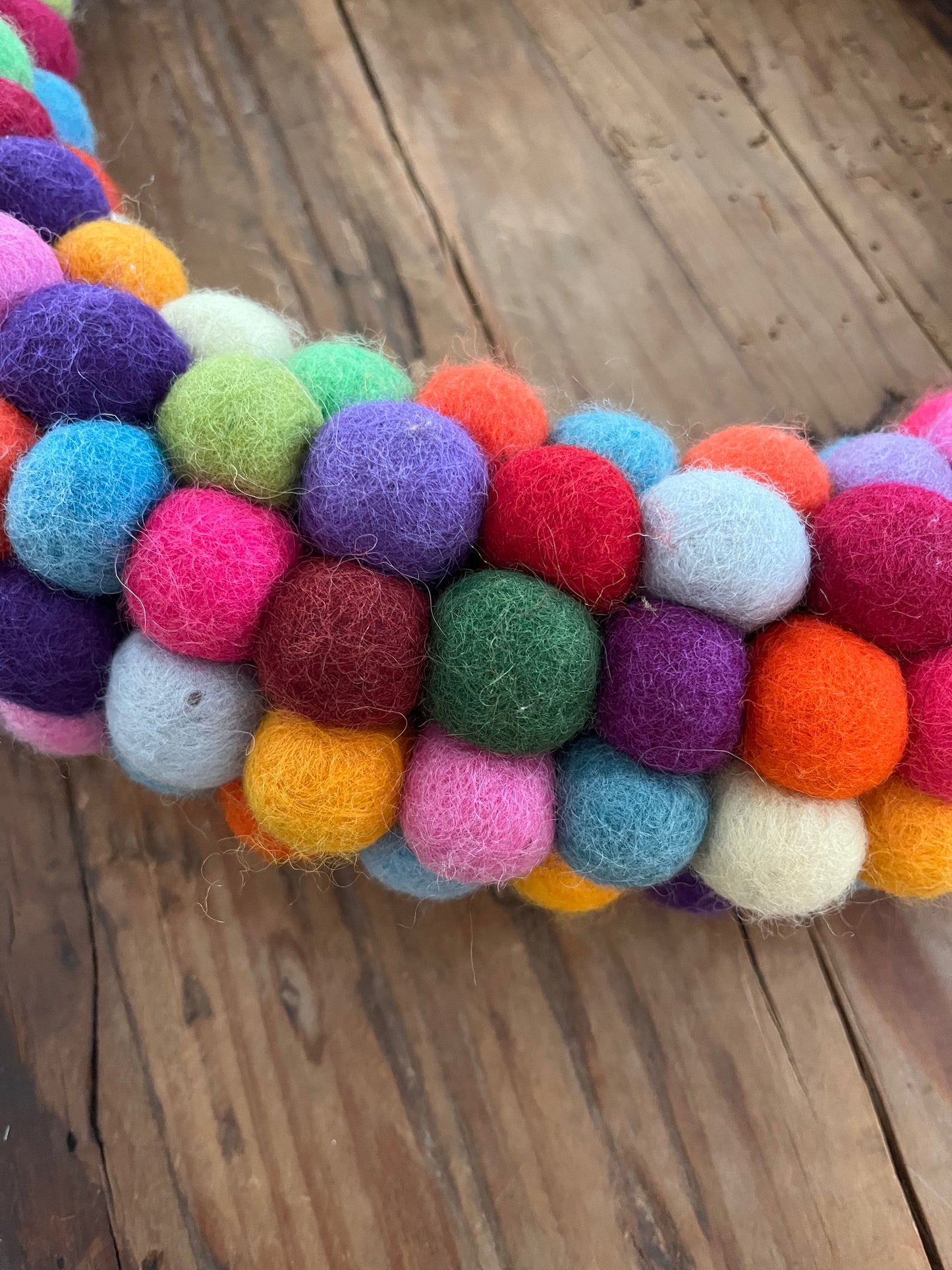 Colourful Felted Pom-Pom Wreath