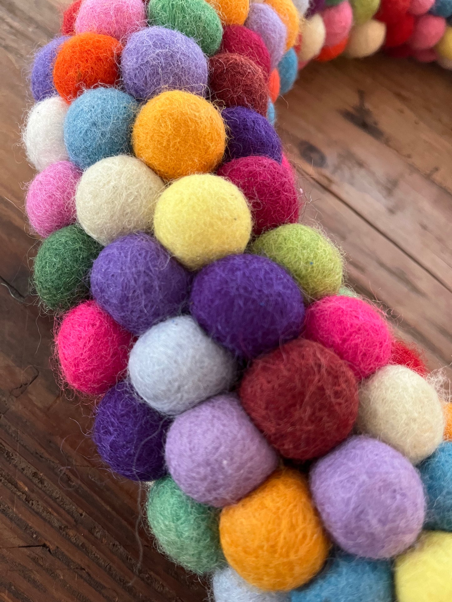 Colourful Felted Pom-Pom Wreath