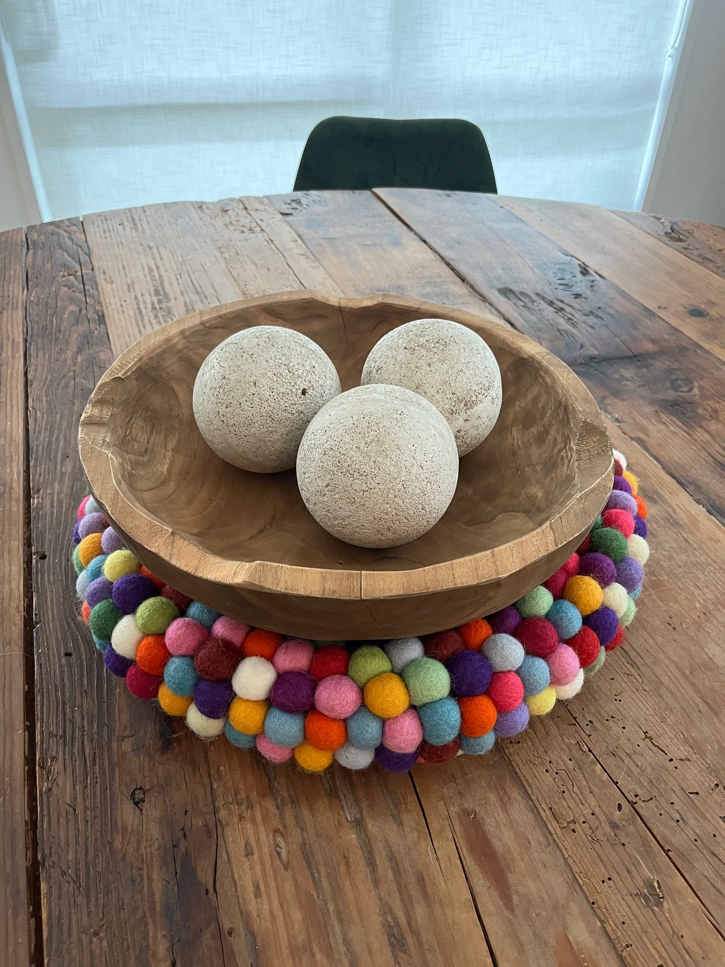 Colourful Felted Pom-Pom Wreath