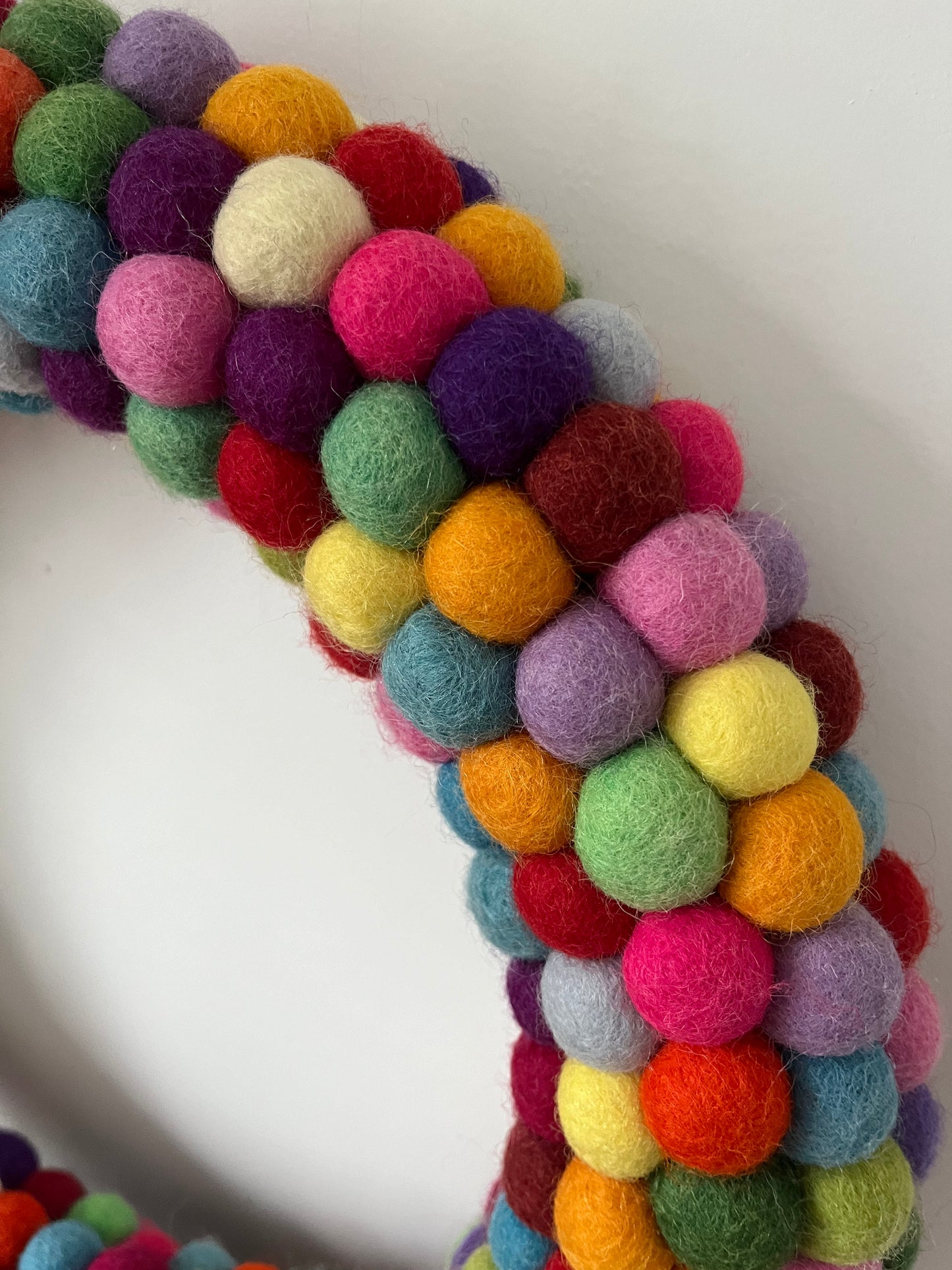 Colourful Felted Pom-Pom Wreath