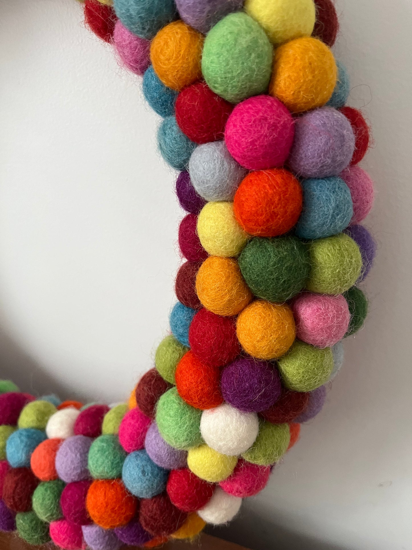 Colourful Felted Pom-Pom Wreath