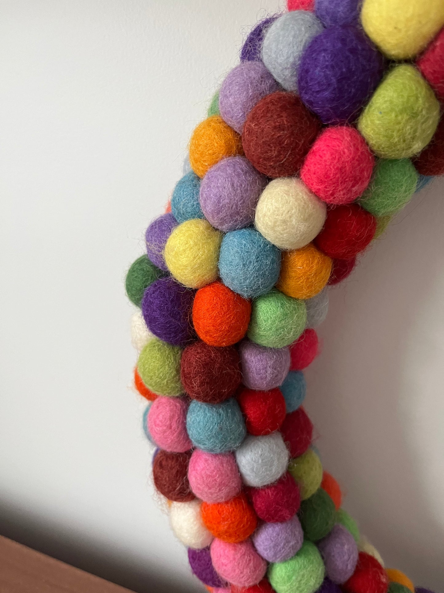 Colourful Felted Pom-Pom Wreath
