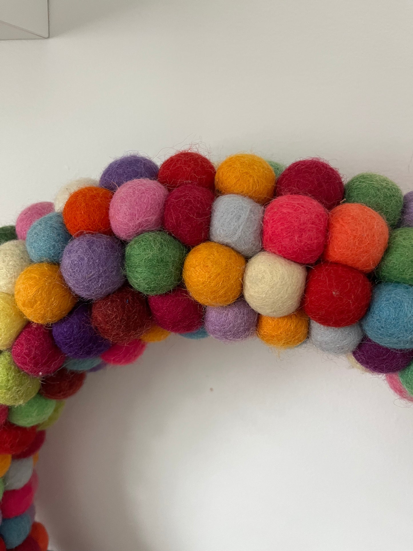 Colourful Felted Pom-Pom Wreath