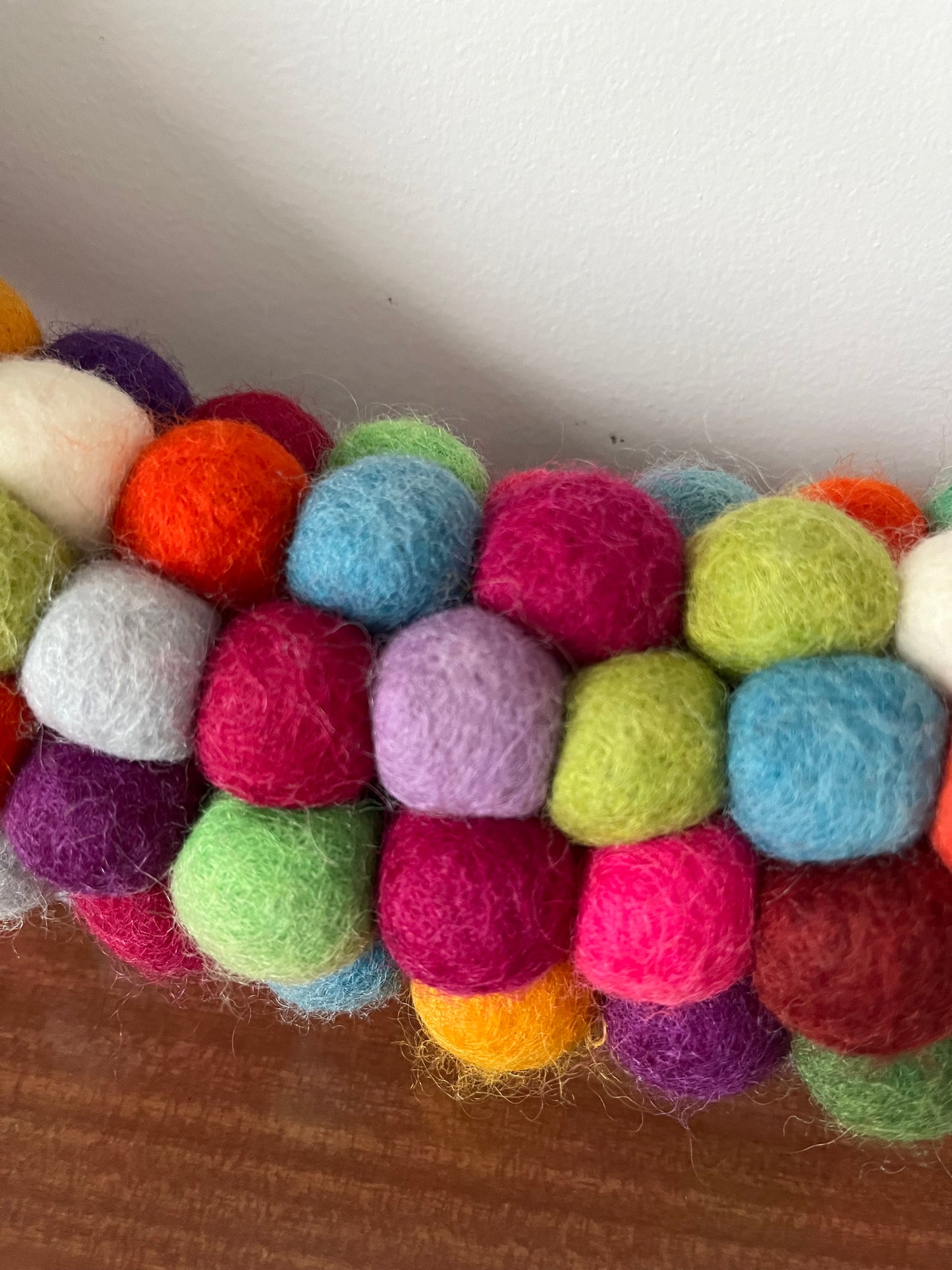 Colourful Felted Pom-Pom Wreath