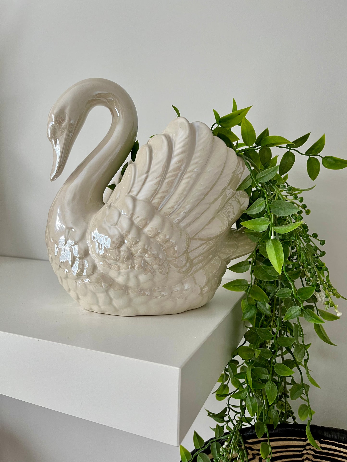 Gorgeous Swan Pot with Greenery