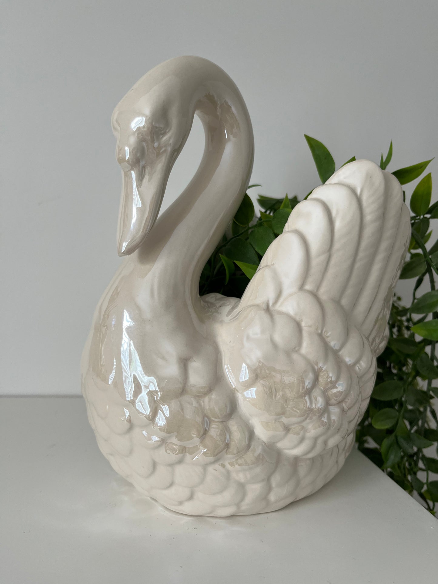Gorgeous Swan Pot with Greenery