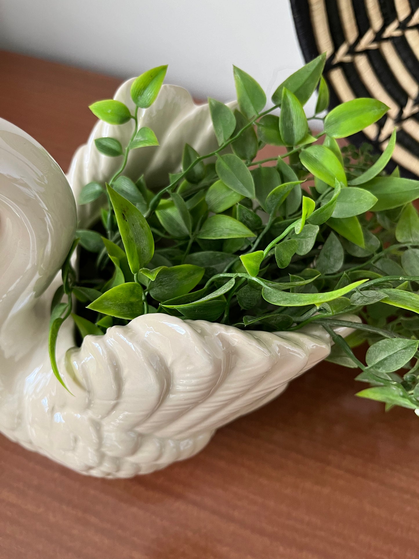 Gorgeous Swan Pot with Greenery