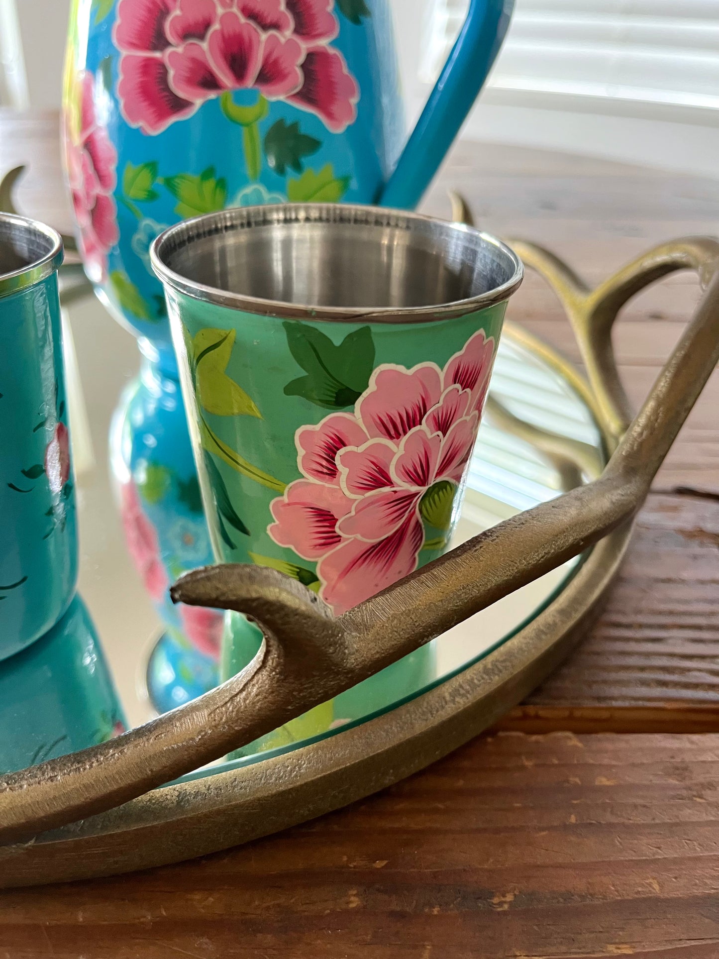 Pretty Floral Jug and Tumblers