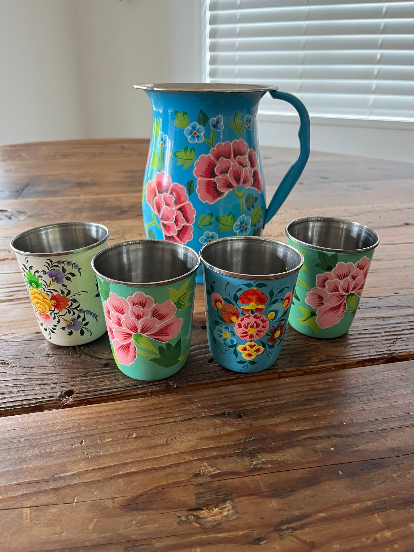 Pretty Floral Jug and Tumblers