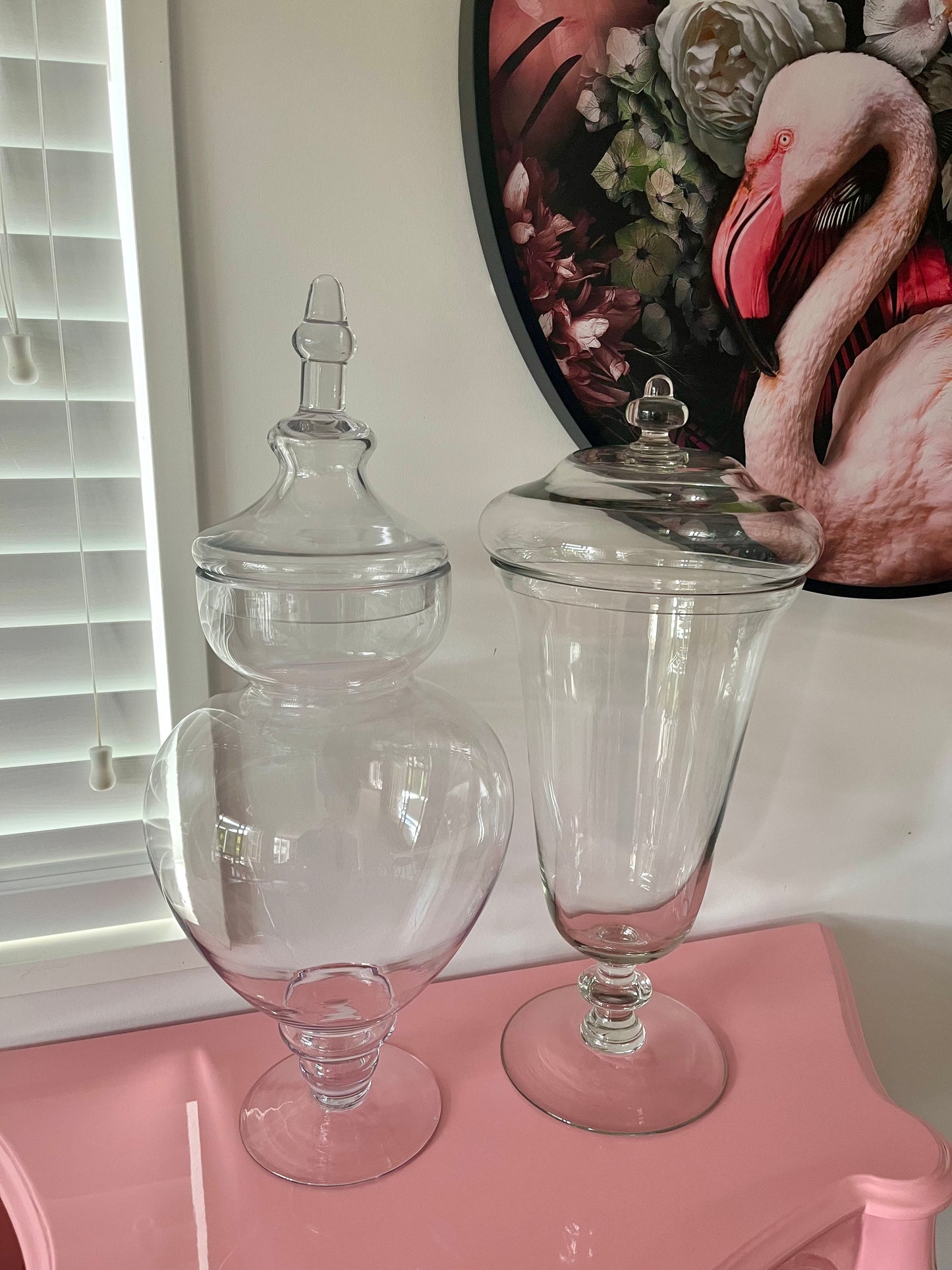 Pair of Large Glass Candy Display Jars