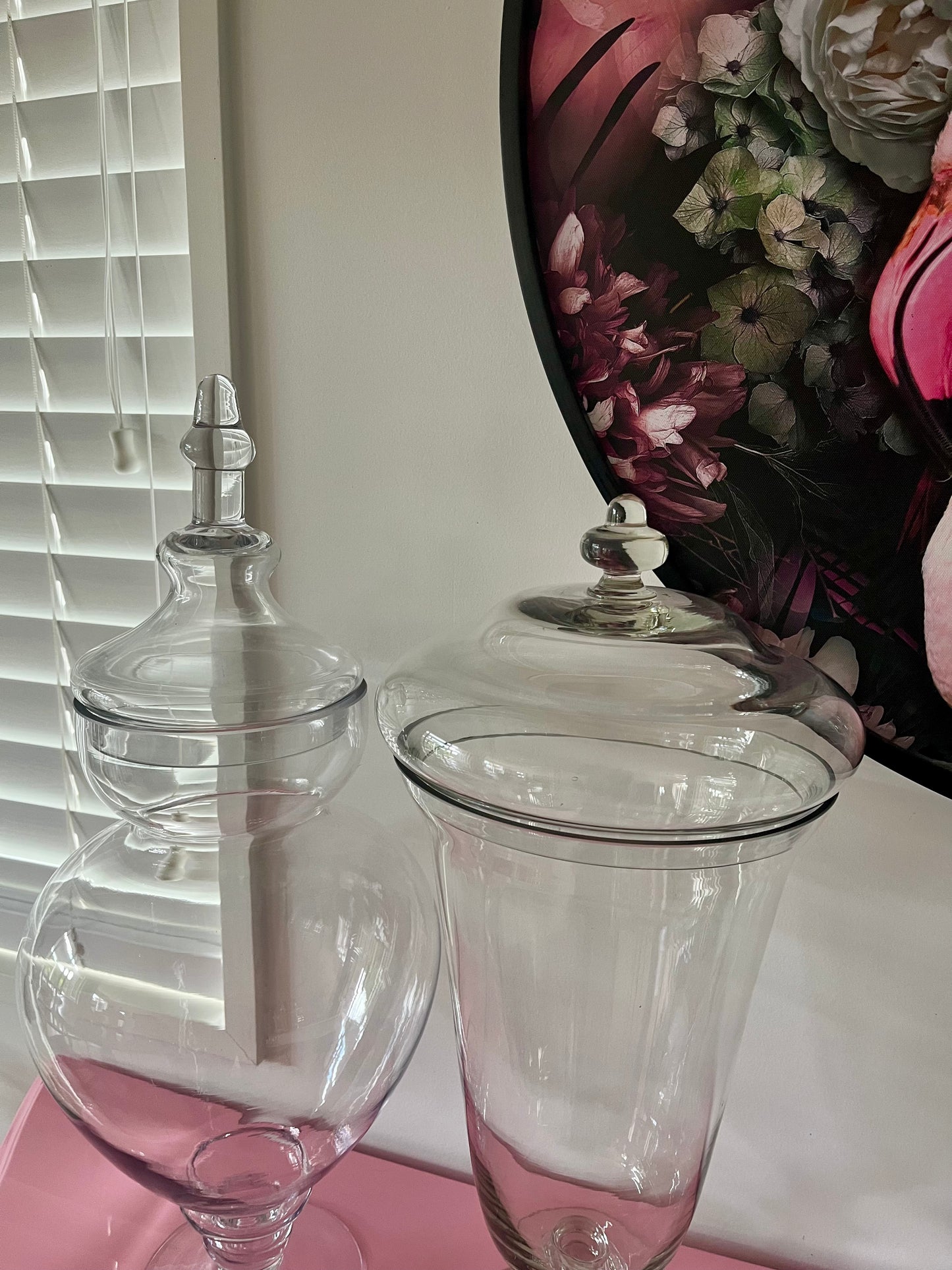 Pair of Large Glass Candy Display Jars