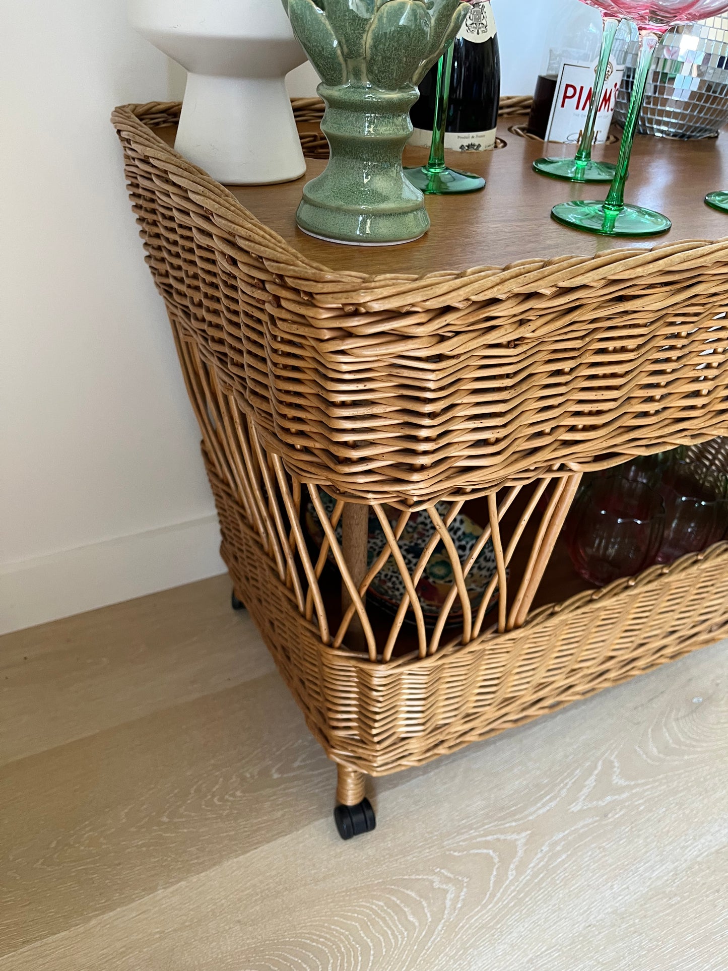 Vintage English Willow Trolley
