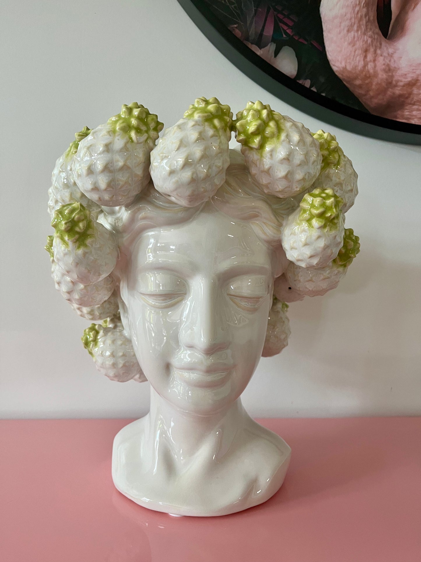 Pretty Pineapple Green & White Vase