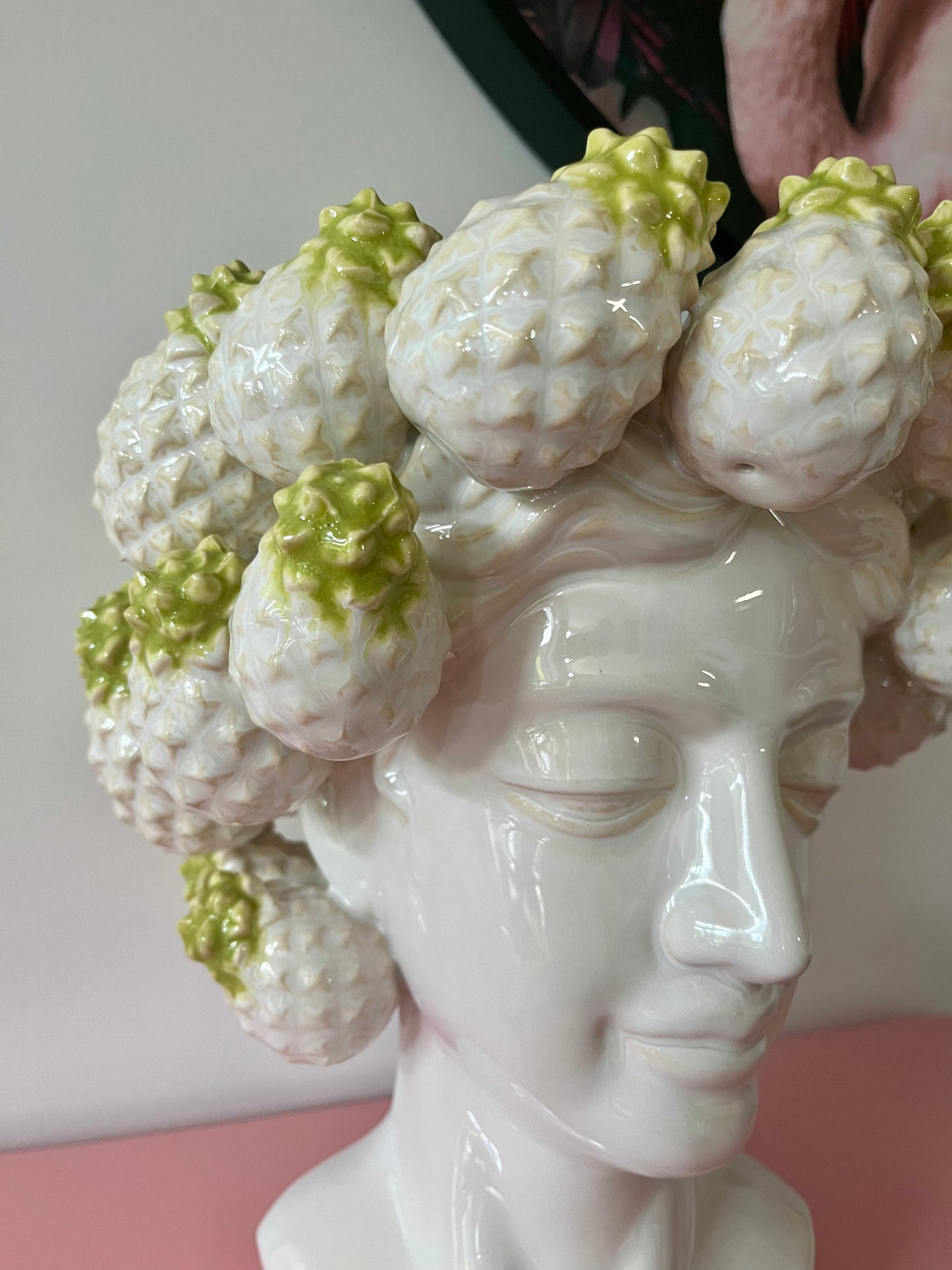 Pretty Pineapple Green & White Vase
